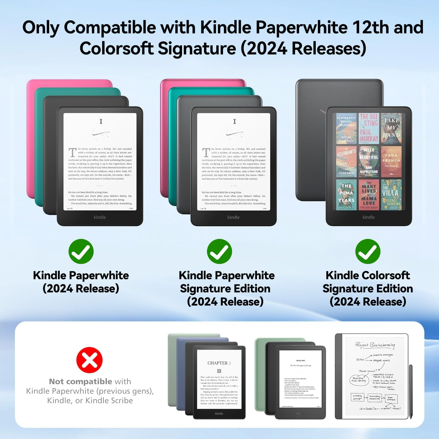 T Tersely Slimshell Case Cover with Hand Strap Belt for 7" All-New Kindle Paperwhite 12Th 2024 or Kindle Colorsoft 2025 1St Signature Edition, Magnetic Shell Cover, Magnetic Shell Cover - Wavy - Flowers image number 7