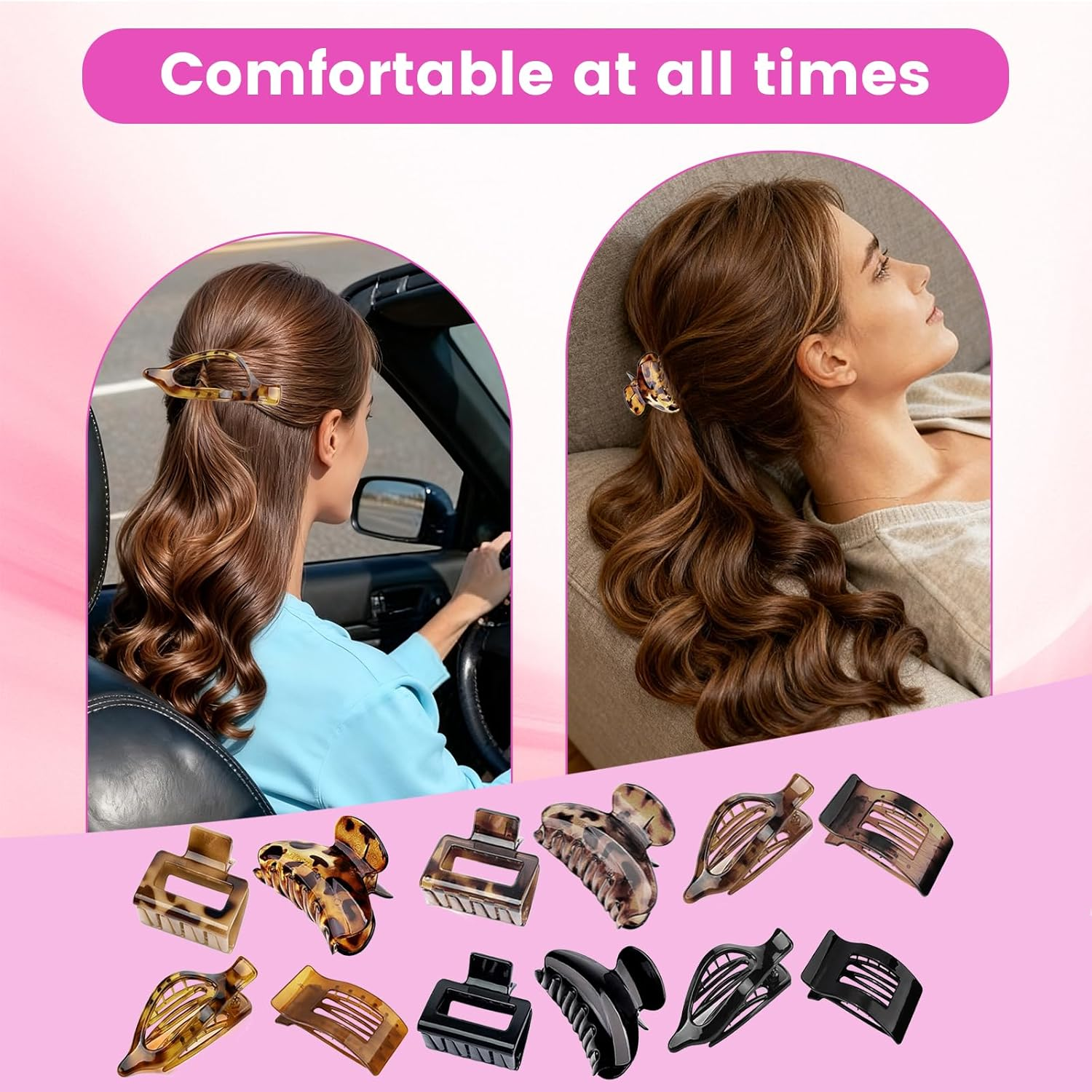 FOLAI 12 Pcs Matte Plastic Claw Claws Set Strong Hold for Daily Styling image number 5