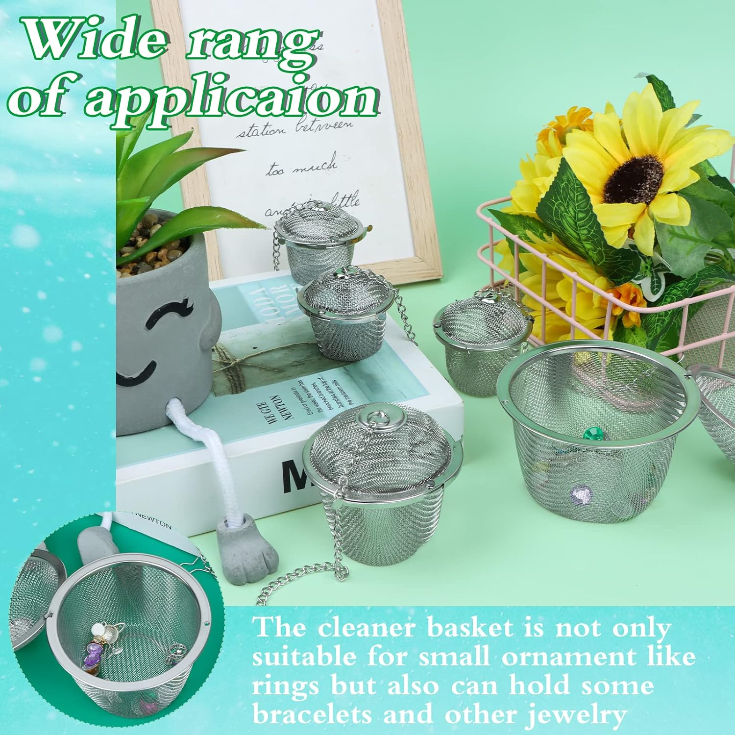 5 PCS Ultrasonic Cleaner Baskets Ultrasonic Parts Cleaner Ultrasonic Steam Cleaner Holding Baskets Tea Leaking Tea Ball Mesh Tea Infuser for Parts Holding Cleaning Ball Ultrasonic Parts Cleaner image number 4