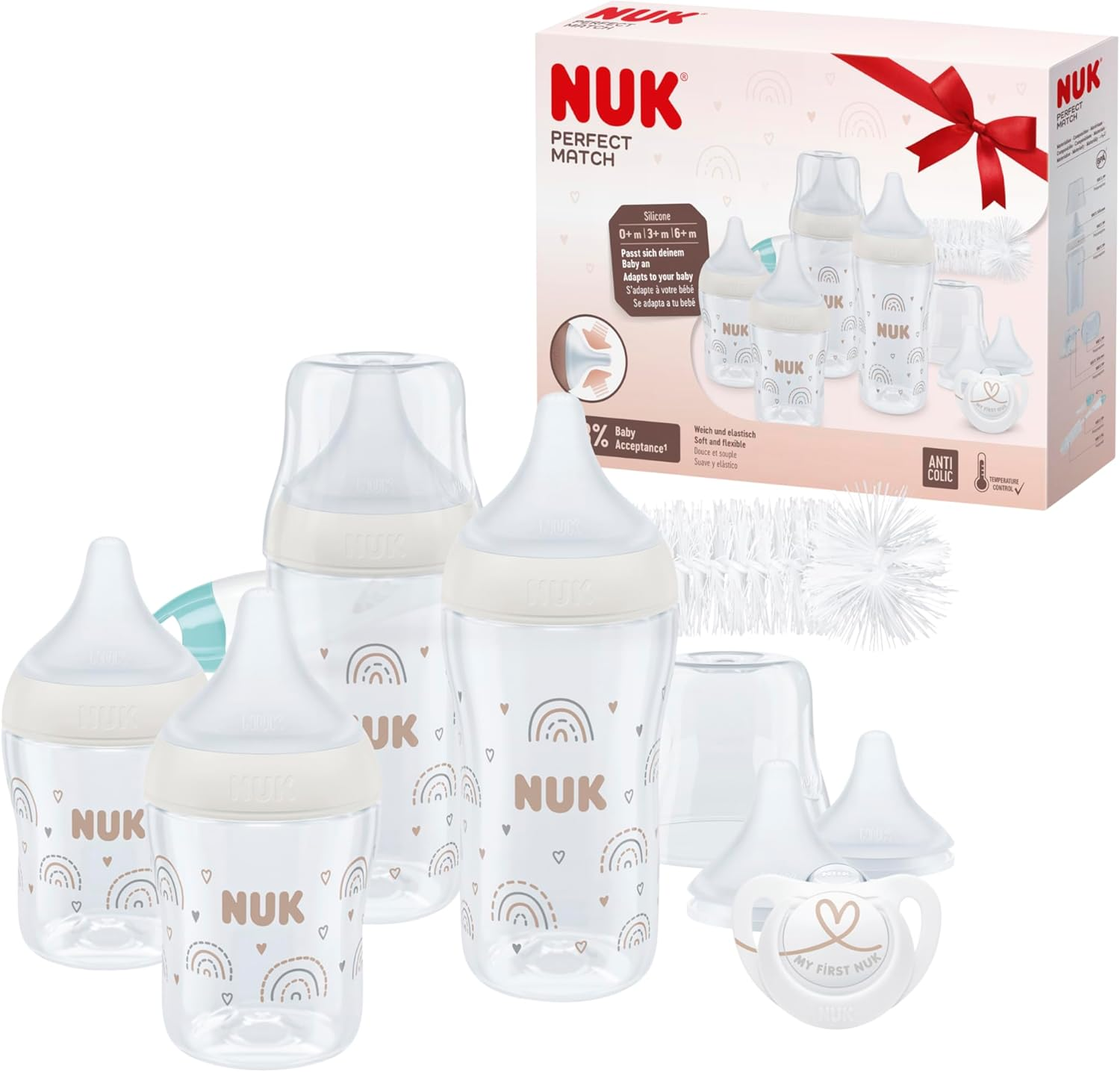 NUK Perfect Match Perfect Start Baby Bottles Set | 0-6+ Months | Adapts to Baby'S Palate | anti Colic | Bpa-Free | Silicone Teat image number 1