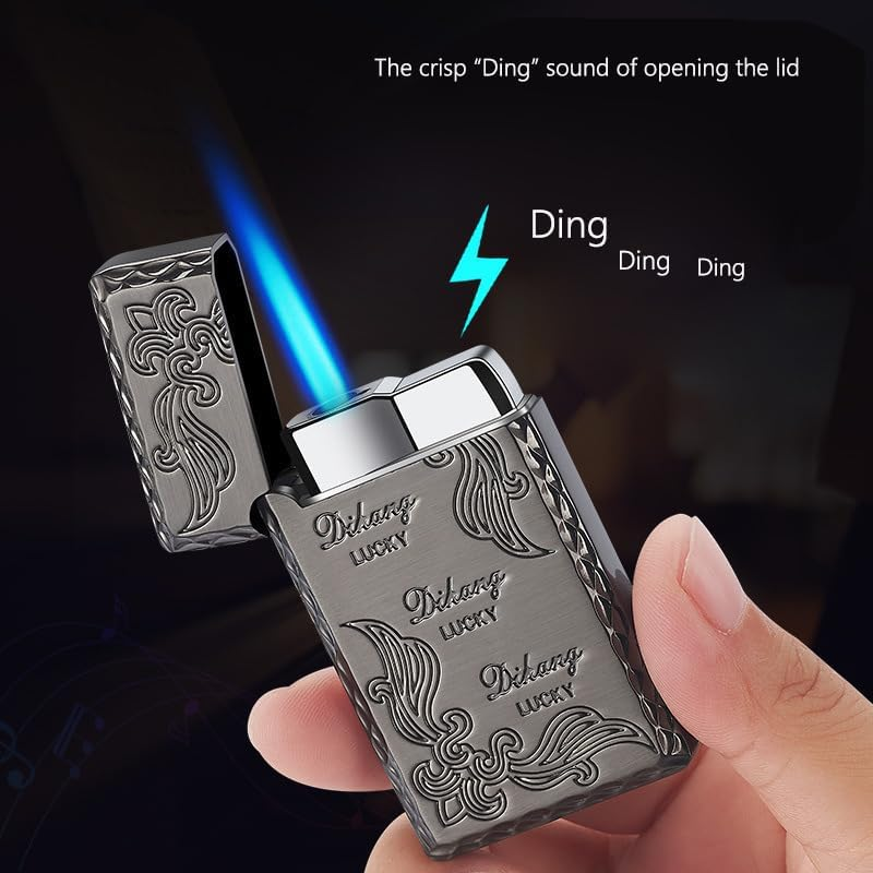 2 Pack Pocket Lighters, Refillable Adjustable Flame, Classic 3D Engraving Pattern Torch Lighters (Butane Not Included) (2 Pack Bronze) image number 3