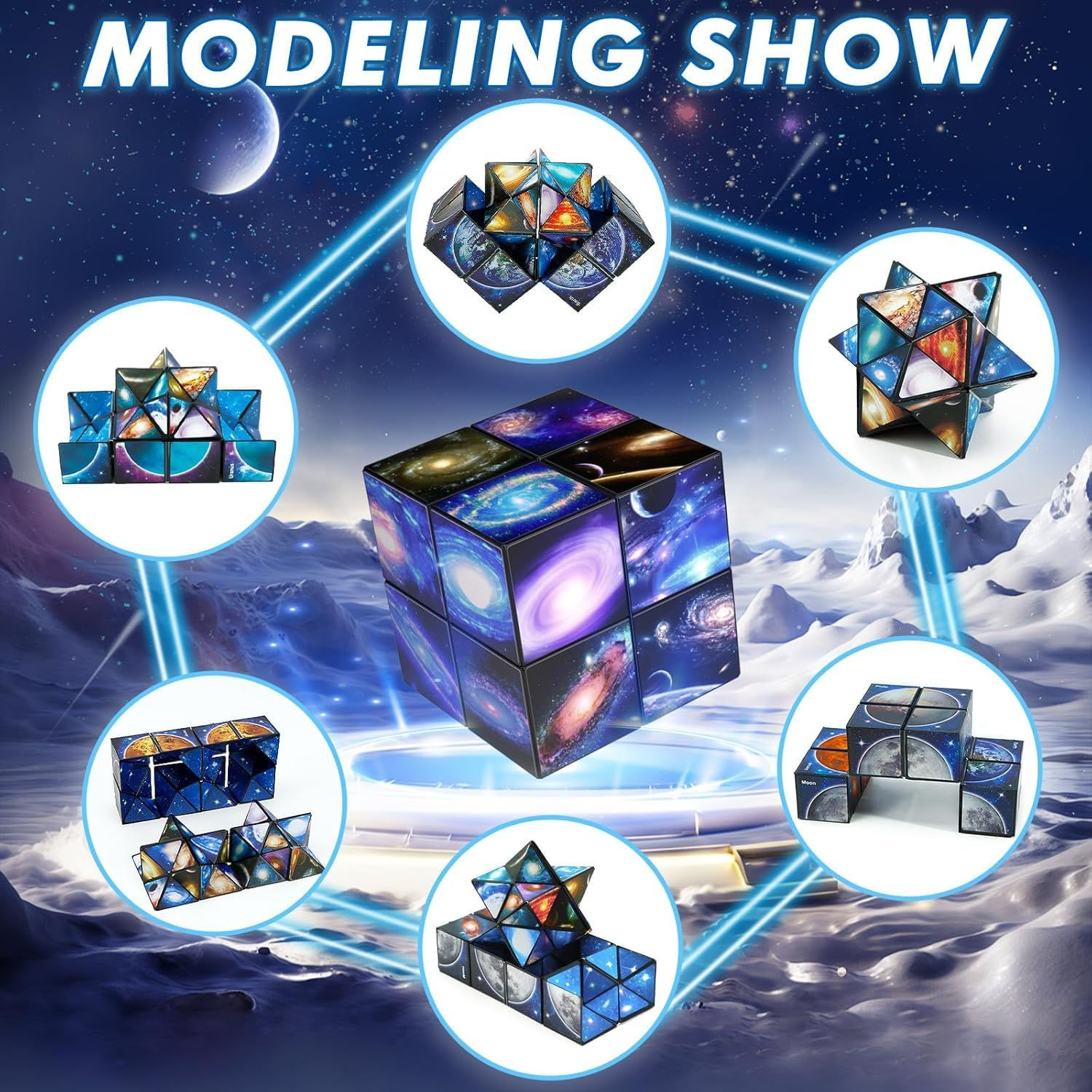 Infinity Cubes Toys for Kids Age 8-12 Birthday Presents for Girls Boys Autism Travel Magic Cube for Children Space Solar System Fidget Puzzles Smart Games Toy for 6 7 8 9 10 11 Year Old Boy Gifts