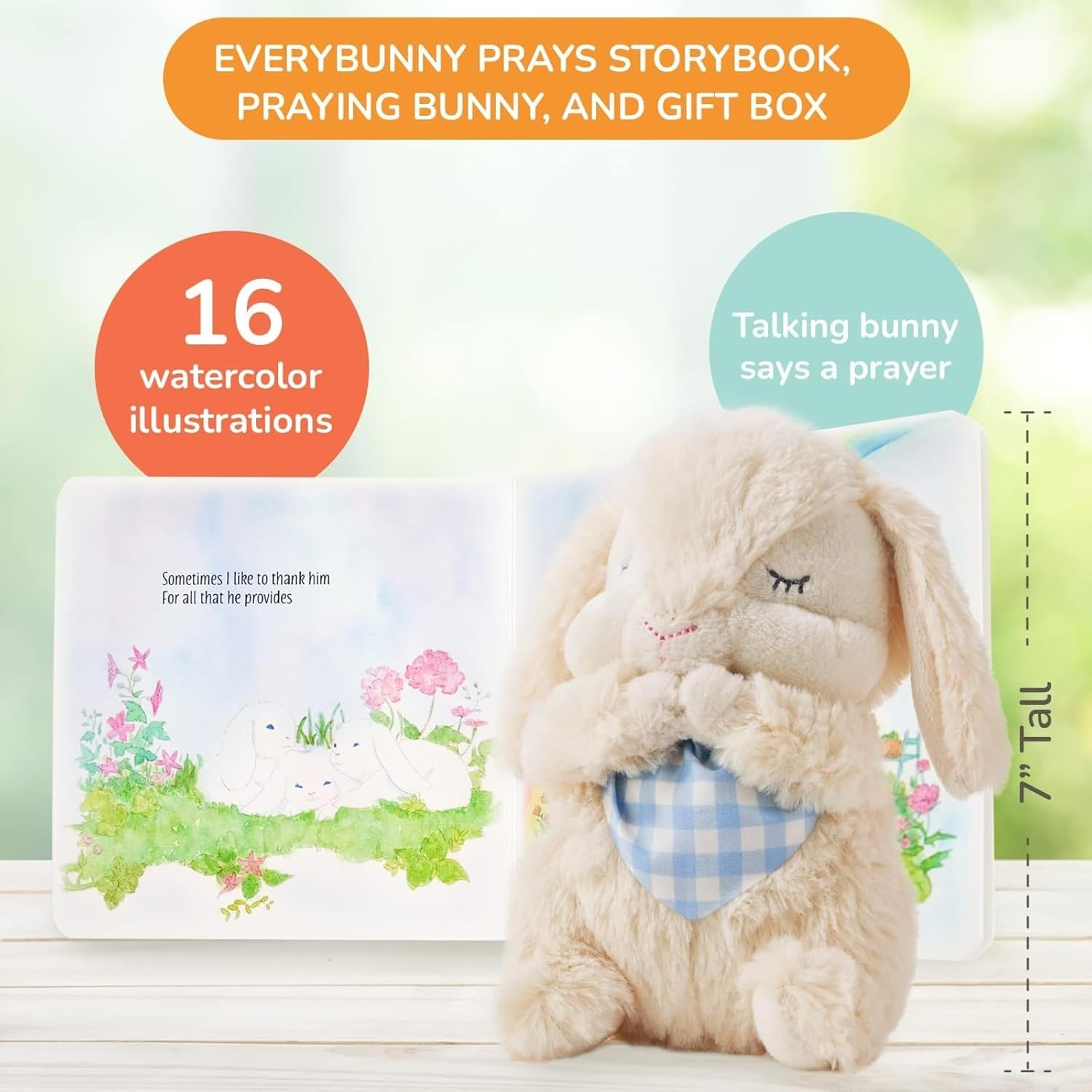 Tickle & Main Everybunny Prays - the Praying Musical Toy - Baptism & Christening Gifts for Boys, Babies & Toddlers on Easter & Christening (Blue, 7 In) - Baptism Gifts for Girl - Bunny Stuffed Animal - Pink image number 5