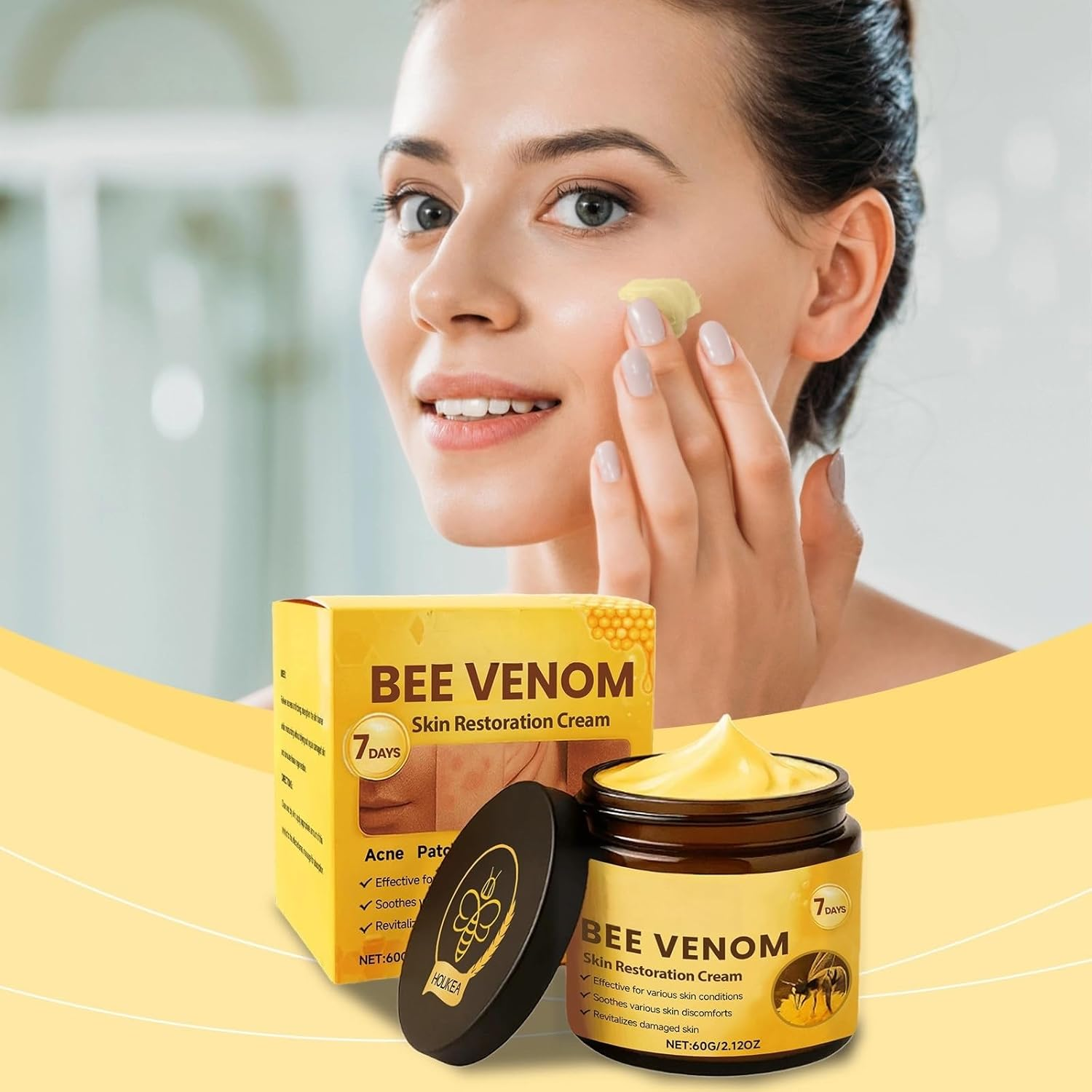 Zentheca Bee Venom Cream, Bee Venom Skin Restoration Cream, Be-E Veno-M Comprehensive Crea-M, Natural Ingredients, for All Skin Types (2PC)