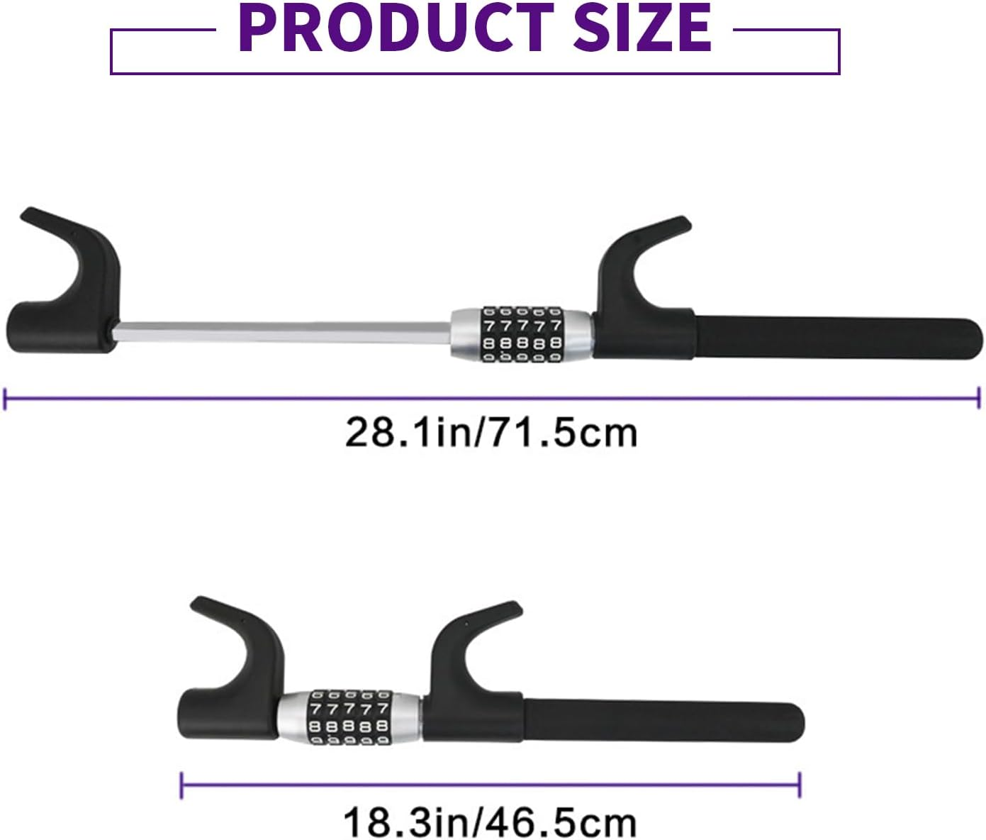 Steering Wheel Lock, Heavy Duty U-Shaped Car Anti-Theft Device with Adjustable Fit, Quick Install Security Lock for Cars, Suvs & Trucks (Black) image number 5