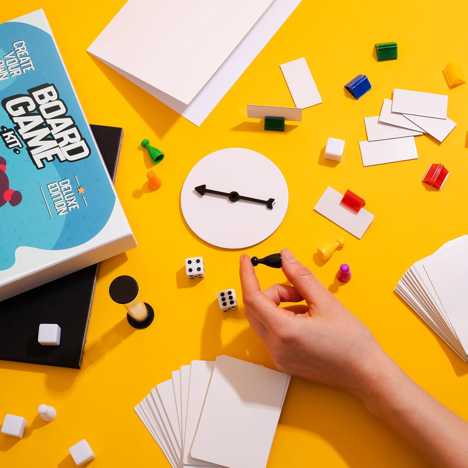Create Your Own Board Game Set &ndash; DIY Game Kit with Blank Game Board, Game Pieces, Blank Cards, Dice, Spinner, Rulebook, Sand Timer &ndash; Complete Build Your Own Game Set for Family Board Games image number 5