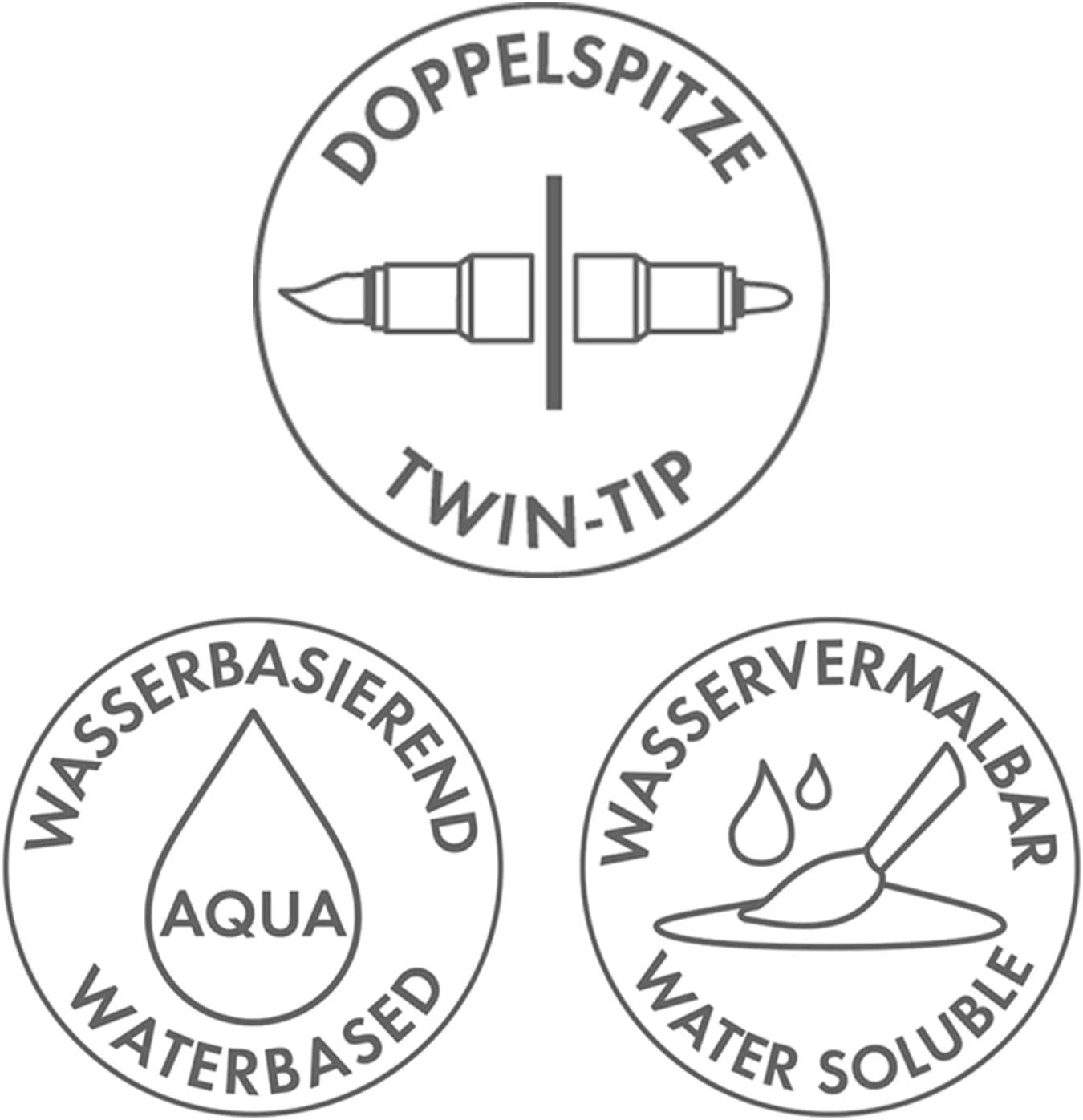 Marabu 014500000105 - Aqua Pen Graphix, Ice Ice Baby, Watercolour Felt Pens in Set with 12 Colours, Brilliant Colours, Water-Based Ink, with Double Tip, Watercolour Paper image number 6