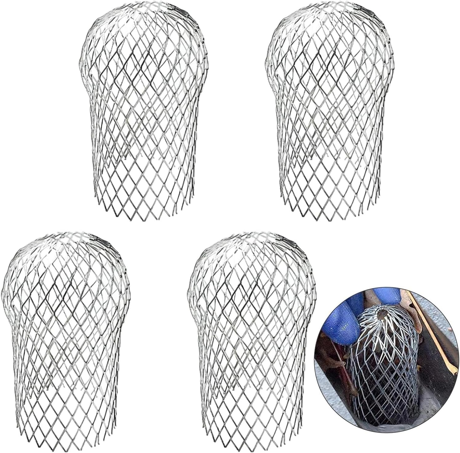 Accencyc 4 Pcs Gutter Downspout Guards 3.5 Inch Aluminum Leaf Filter Strainer Expandable Gutter Downspout Protector for Preventing Blockage Leaves Debris image number 6