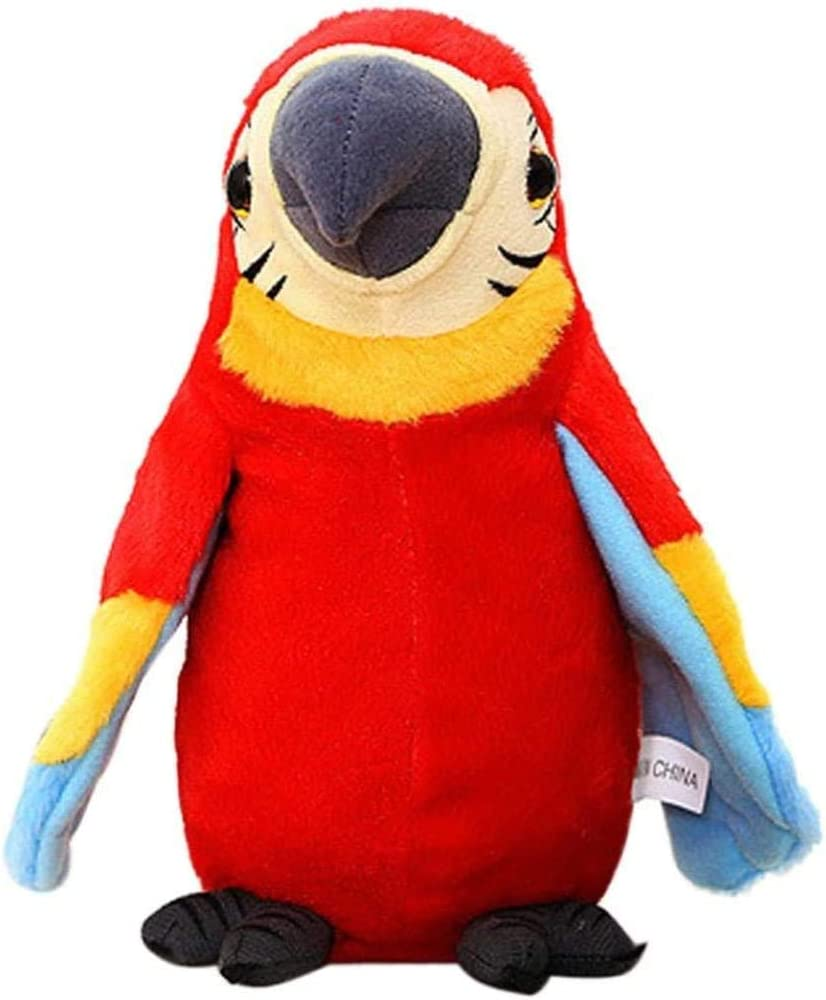 Talking Macaw Parrot Repeat What You Say Stuffed Animal Plush Toy Electronic Record Animated Bird Shake Wings Speaking Parrot Pet Plush Interactive Toys for Kids Boys Girls Christmas Birthday Gift - Red image number 2
