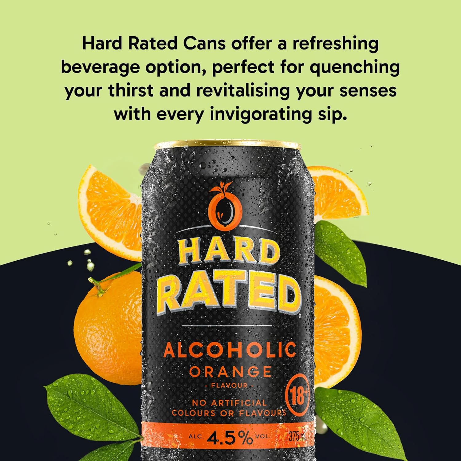 Hard Rated, Orange Flavour, Refreshing Premix Drink, 4.5% ABV, 375Ml (Case of 30 Cans) image number 6