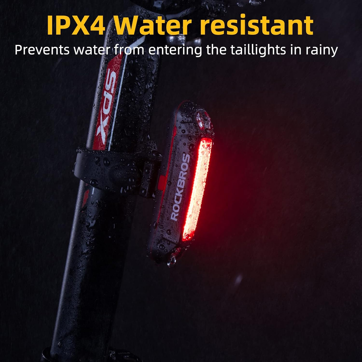 ROCKBROS Bike Tail Light USB Rechargeable Bicycle LED Rear Light Bright Warning Cycling Light Safety Light Multiple Modes for Road MTB Taillight image number 6