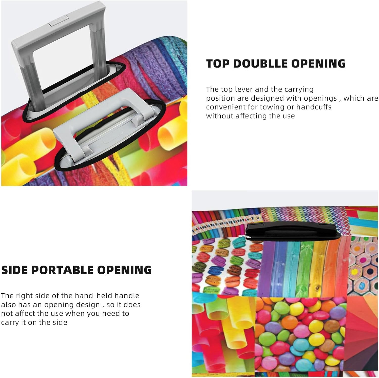 Odddot Colorful Collage Print Travel Luggage Cover,Suitcase Protector Cover, Washable Baggage Covers,For 18-32 Inch Luggage, Colorful Collage, Medium image number 3