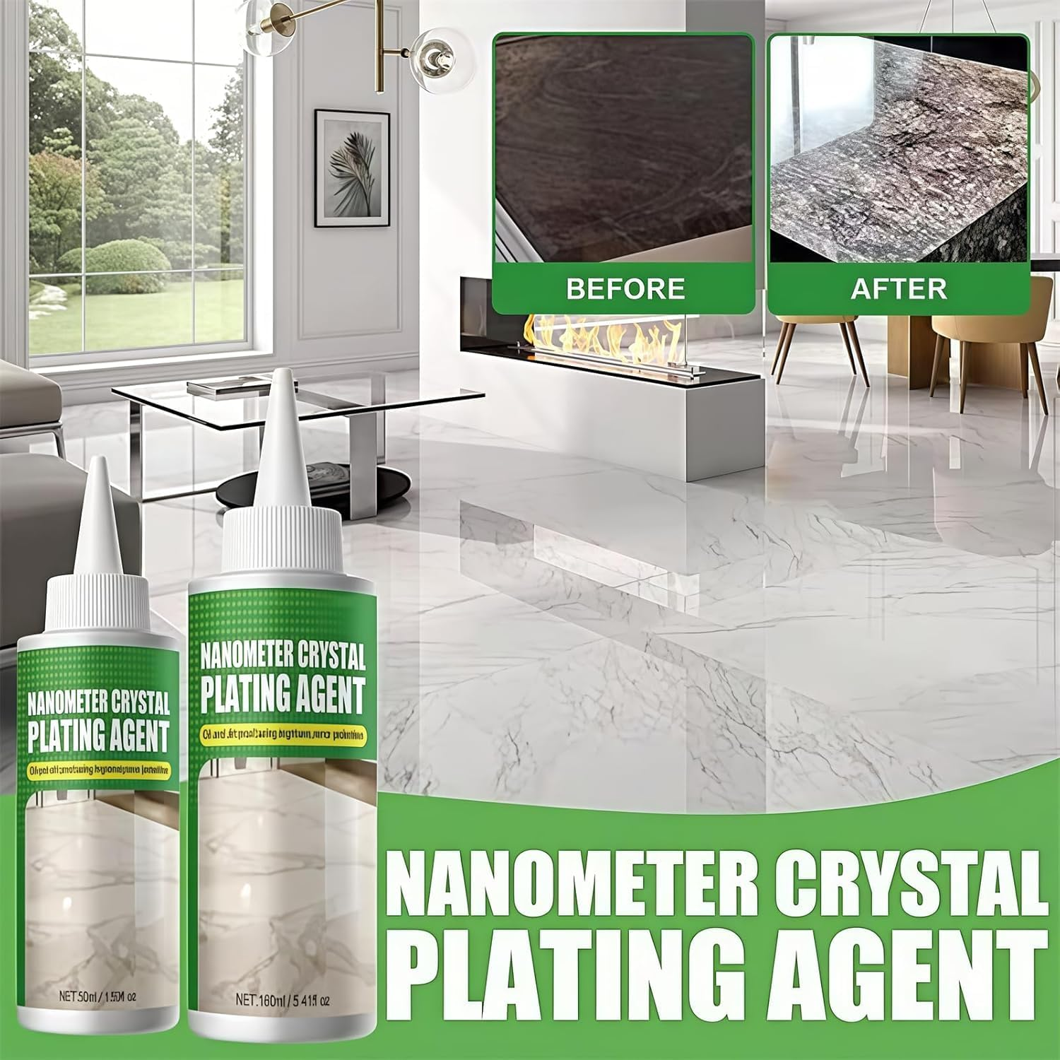 Nano Crystal Coating Agent, Advanced Polish & Protector for Granite, Marble, Tile & Wood Furniture, Streak-Free, Ph Neutral Formula, Restores Shine & Prevents Stains image number 3