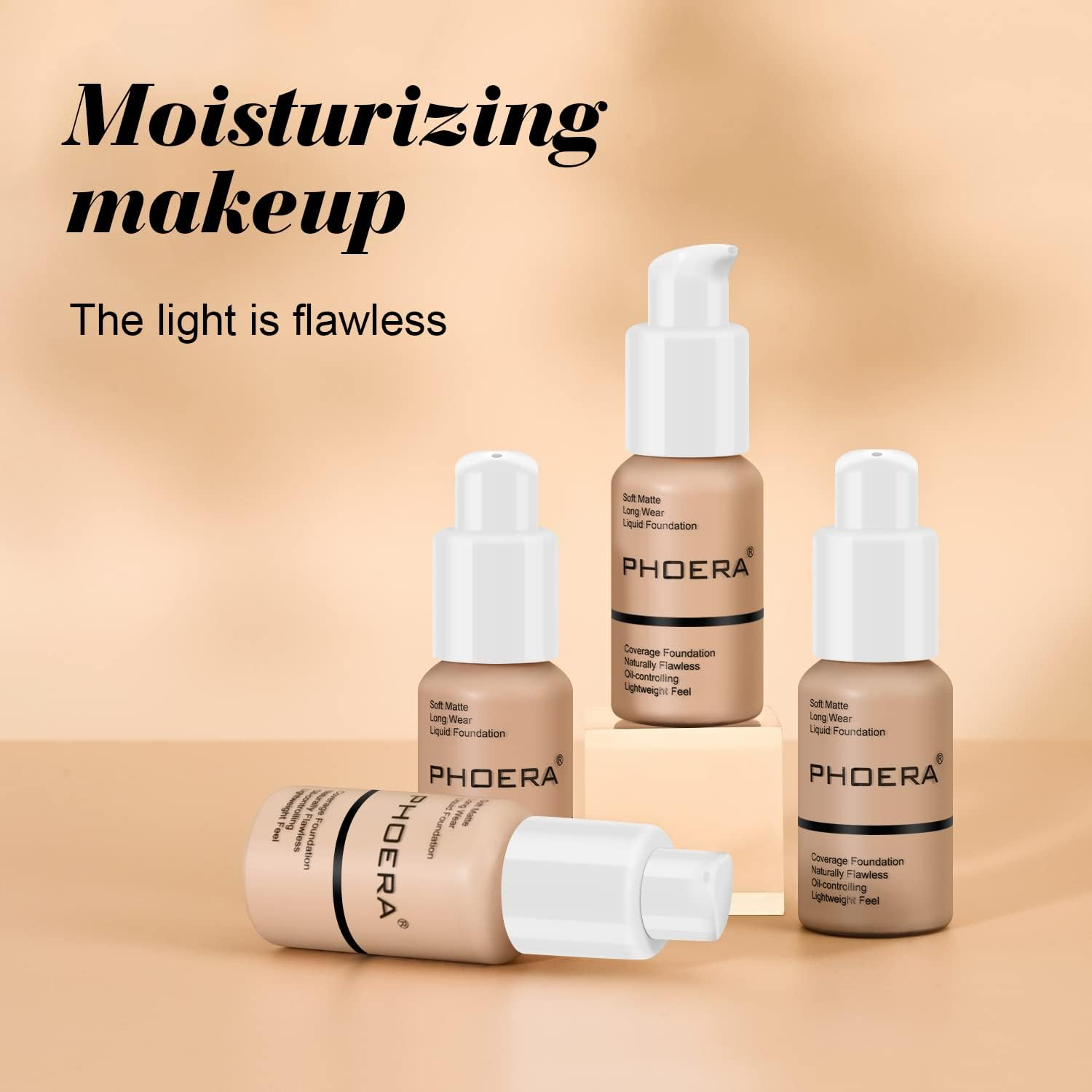 Bestland 5PCS Liquid PHOERA Foundation Set Matte Liquid Full Coverage Oil Control Breathable Invisible Cover Concealer with Face Primer, Foundation Brush, Makeup Sponge (102 Nude) image number 6