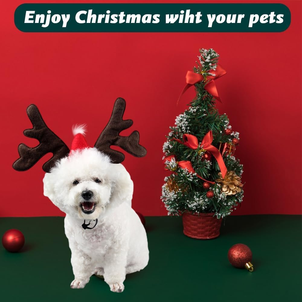 Christmas Pet Headband Dog Cat Reindeer Antlers Headband for Pet Dog Christmas Headdress for Dogs for Costume Outfit for Dogs Cats image number 4
