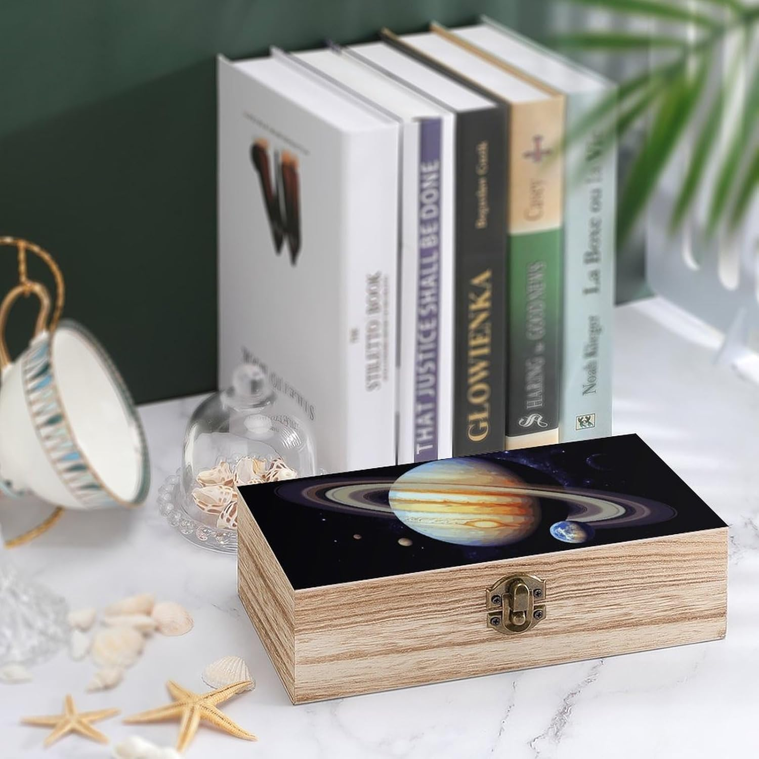 Planet Jupiter Wooden Box Wood Wedding Keepsake Boxes with Lids Small Decorative Boxes Lightweight Wooden Memory Storage Box for Crafts Keepsakes Jewelry Photo Letter Storage image number 4