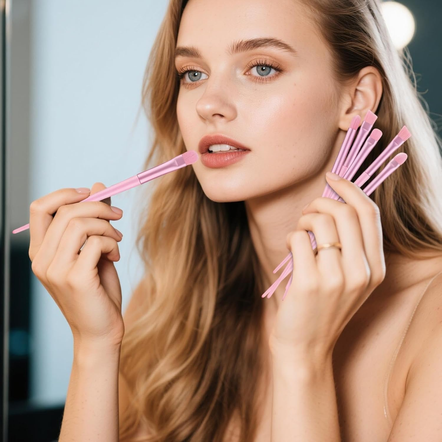 Makeup Brushes Set Professional | Detailing Soft Bristles,Professional Eyeshadow Brush Set | for Powder Cream Blending Women Home Office Party Dating Christmas image number 6