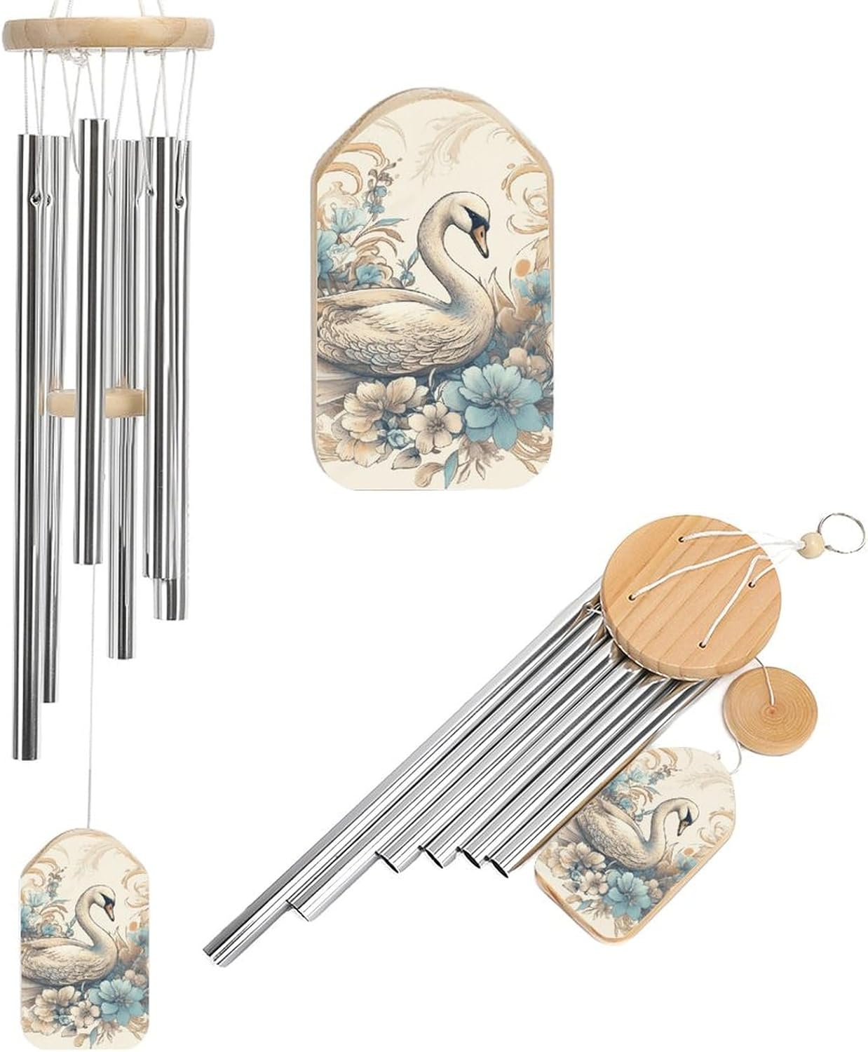 Wind Chimes for outside Flowers and Swans Aluminum Tube Wind Chime with 6 Tuned Tubes Large Memorial Wind Chimes Sympathy Wind-Chime for Outdoor Garden Patio Porch 20.5 Inch