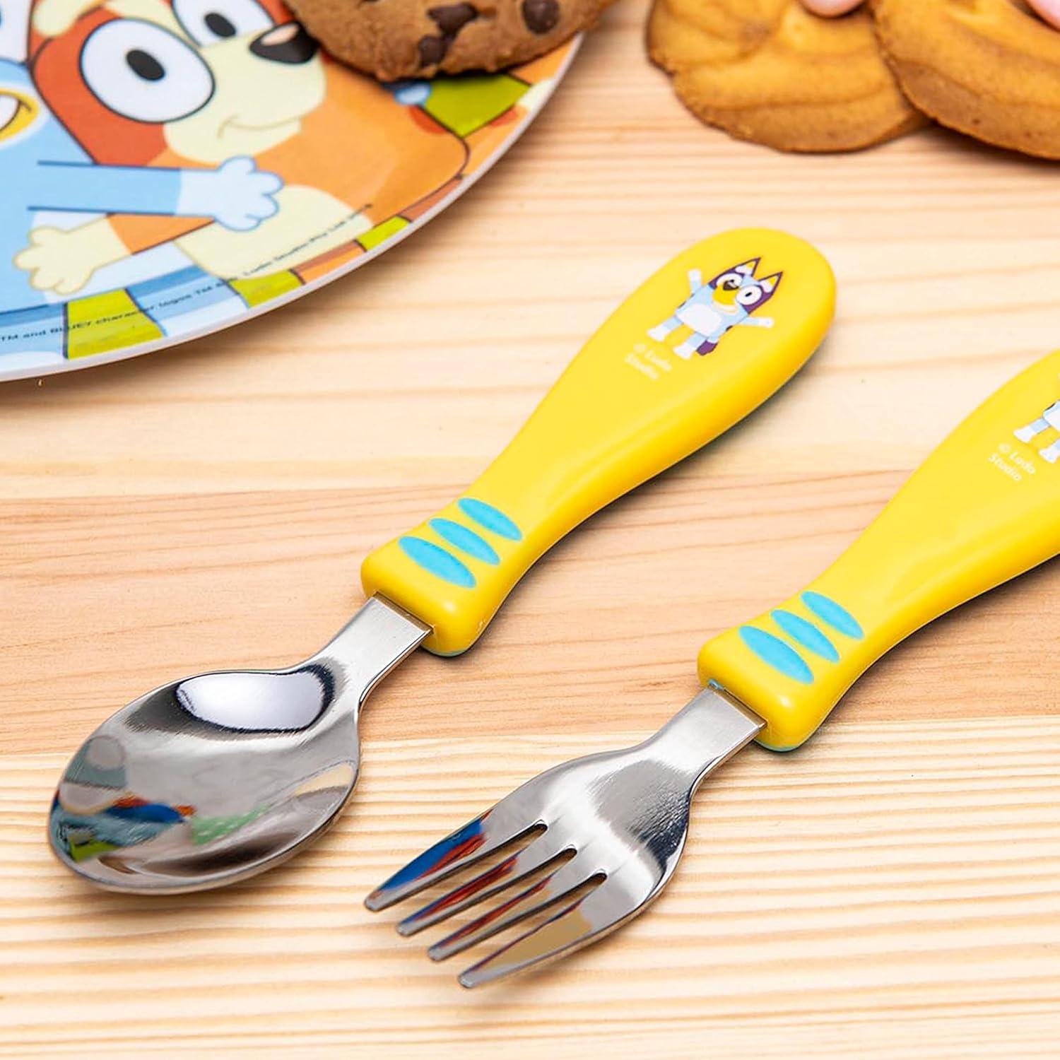 Zak! Designs Bluey Kid Flatware Fun Character Art on Both Utensils, Non Slip Fork and Spoon Set Is Perfect for Encouraging Picky Eaters to Finish Their Plates, 2 Pack (4 PCS) image number 2