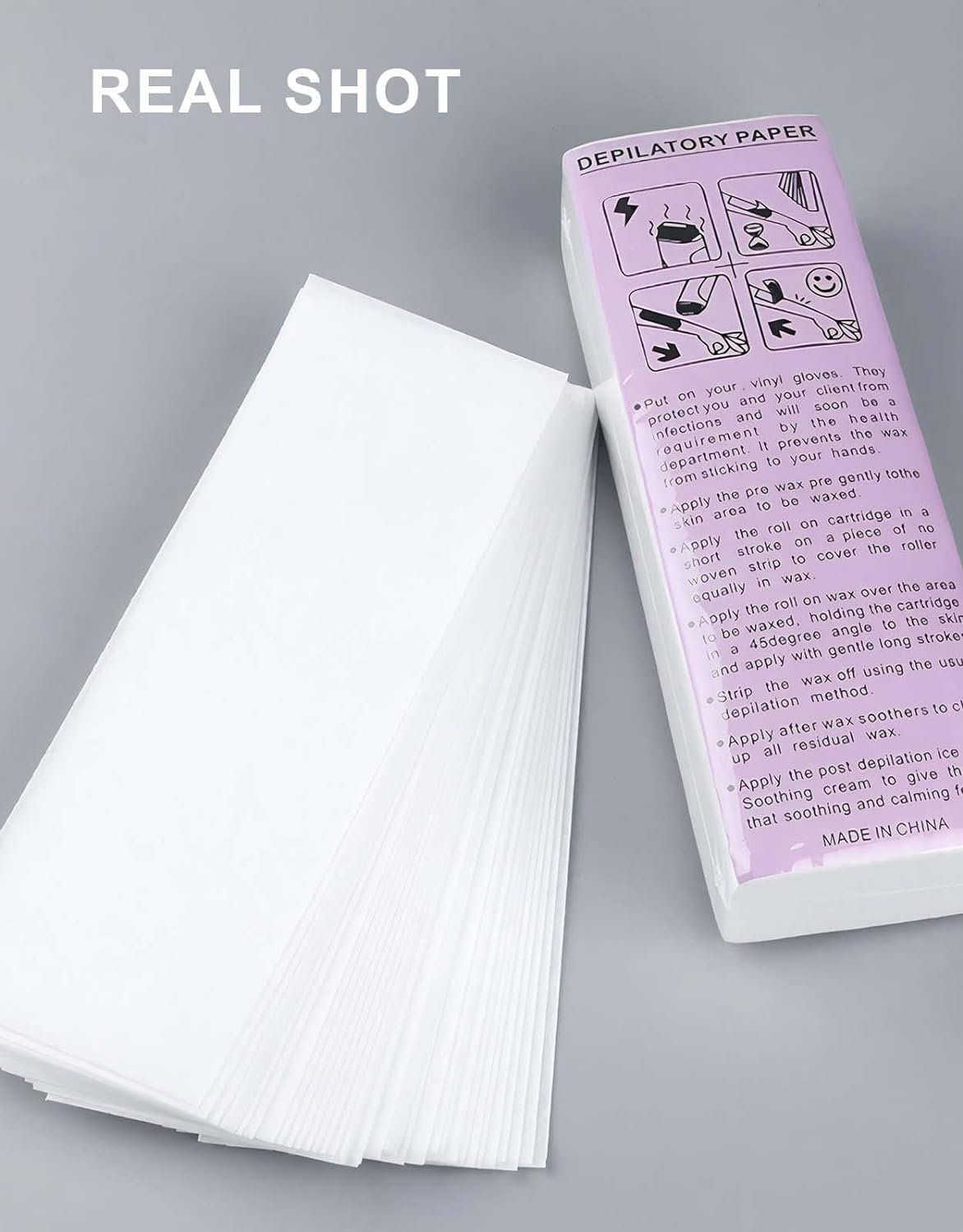 100 Wax Strips, Disposable Professional Hair Removal Tool Hair Removal Paper Professional Beauty Salon Non Woven Paper Shave for Face and Legs, 7.9" X 2.8" (50)