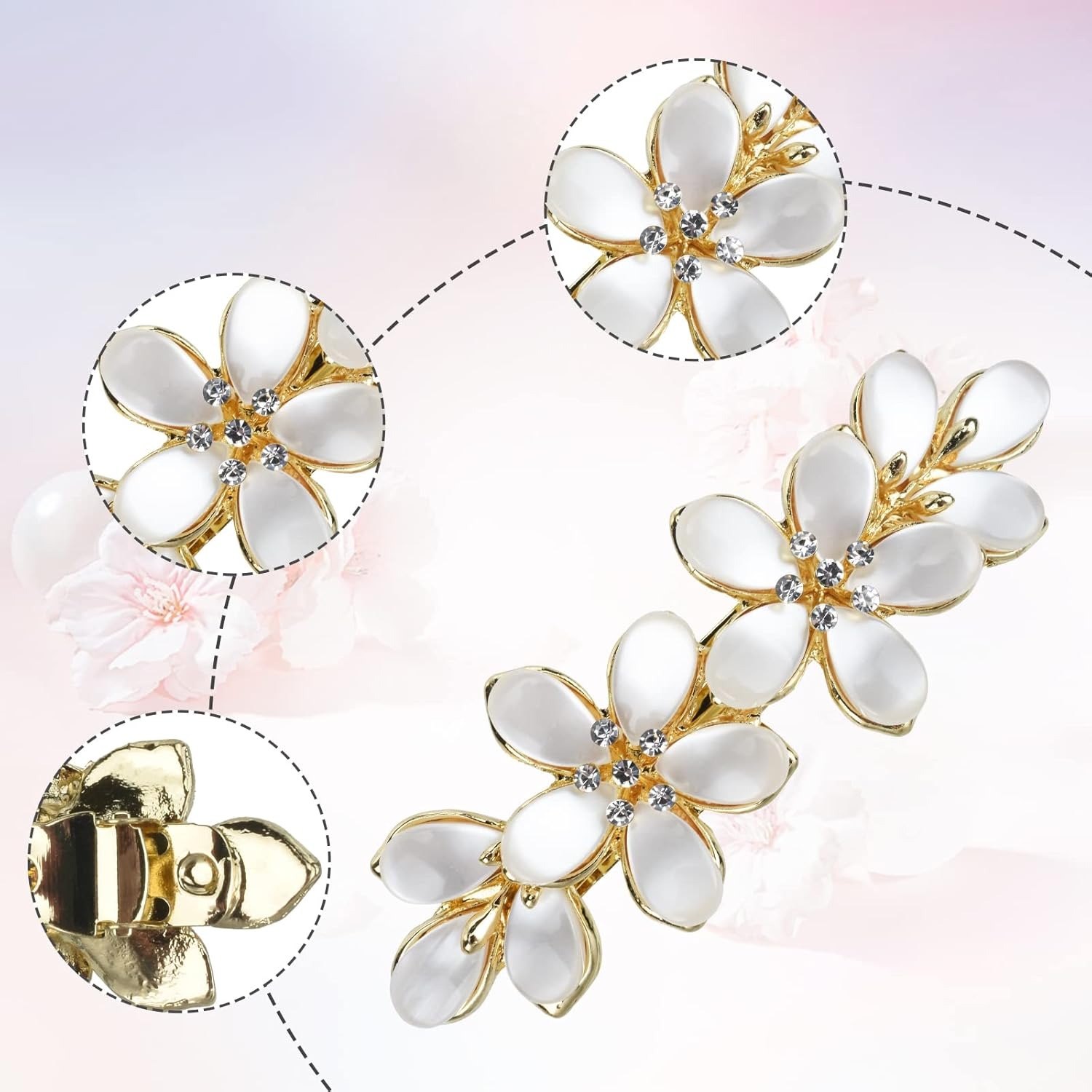 Vintage Hair Barrettes, Opal Hair Clips French Crystal Flower Hairpin Hair Accessories for Women Girl image number 1