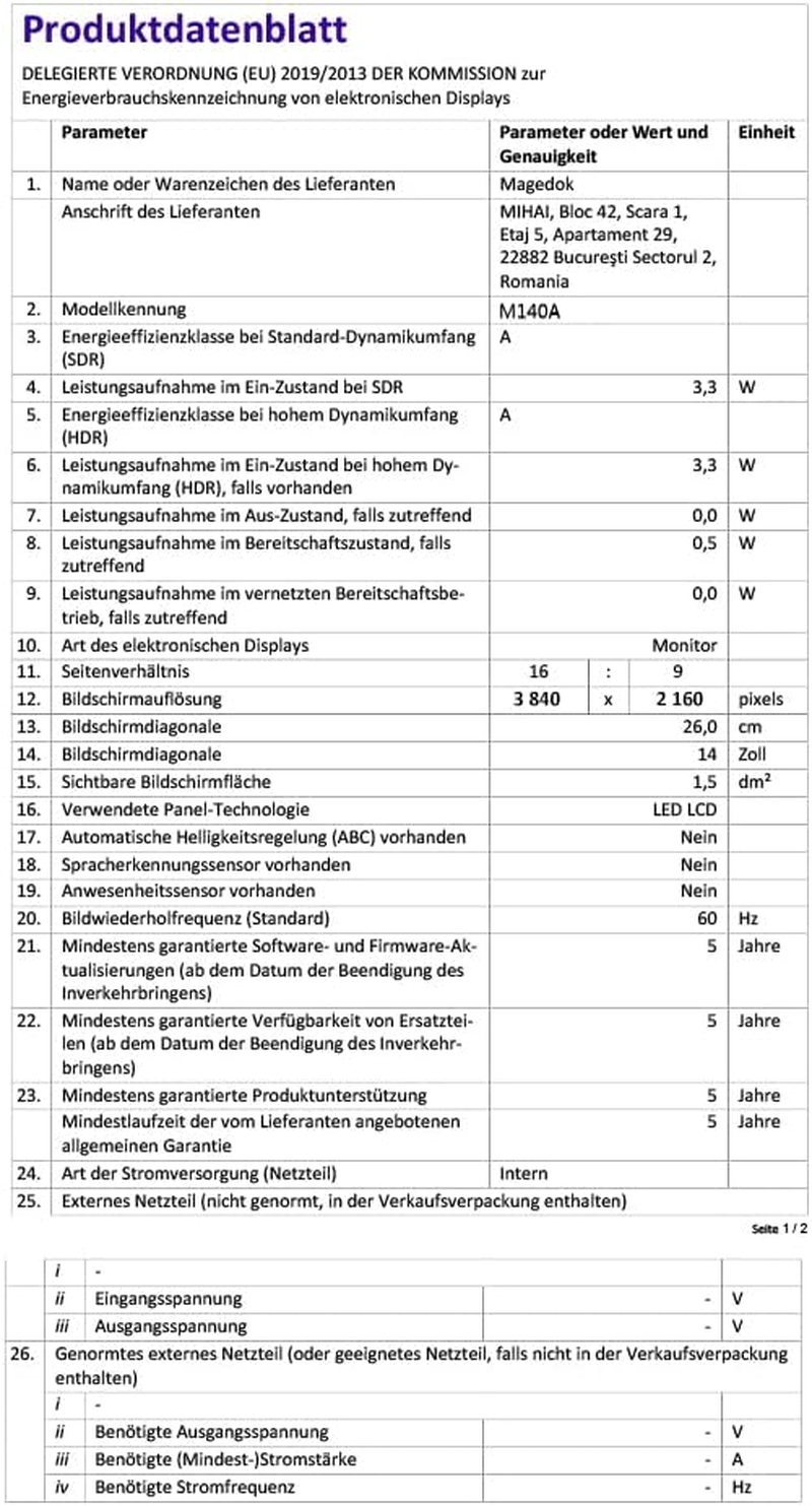 4K Portable Monitor, 14 Inch Portable Monitor USB C, 10-Bit Adobe 95% HDR Game Monitor with USB C/Hdmi/Mini DP Compatible with Game Console/Pc/Surface image number 2