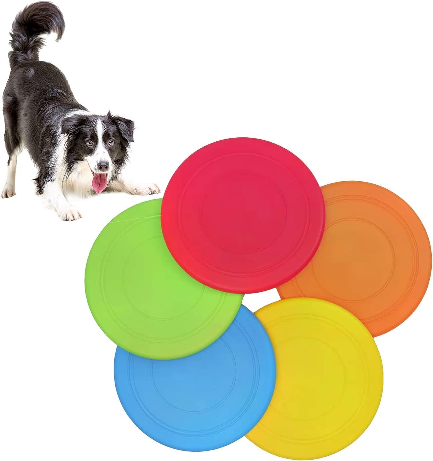 5Pcs Dog Frisbee Pet Interactive Training Toy - Bite Resistant Soft Silicone Flying Disc for Puppy Flyer Training - Dog Flying Disc Silicone Frisbee image number 5
