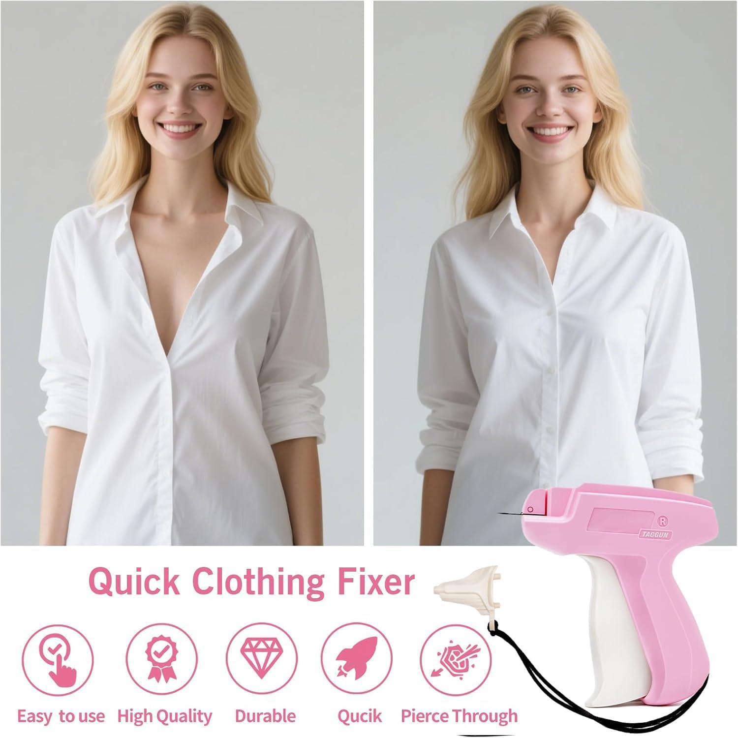 Stitch Gun for Clothes, for Temporary Fixing of Clothes - Mini Sewing Kit, Quick Clothing Fixer, Sewing Tool Kits, 1000 Black & 1000 White 5Mm Mini Fasteners, with 6 Needles image number 6