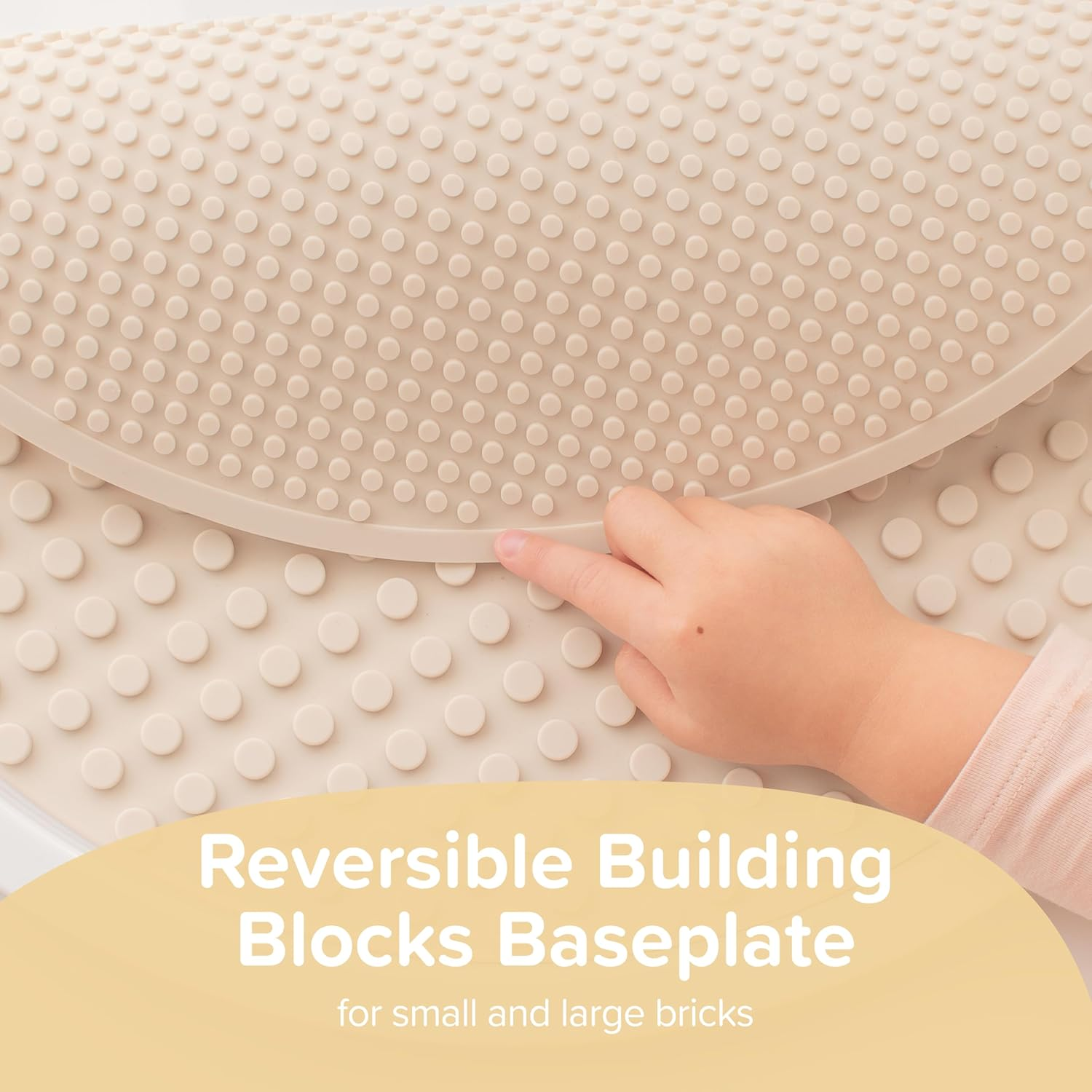 Inspire My Play - Silicone Building Blocks Baseplate - Compatible with All Major Building Block Brands - Double Sided - Perfect Accessory for Sensory Bin - Stone image number 3
