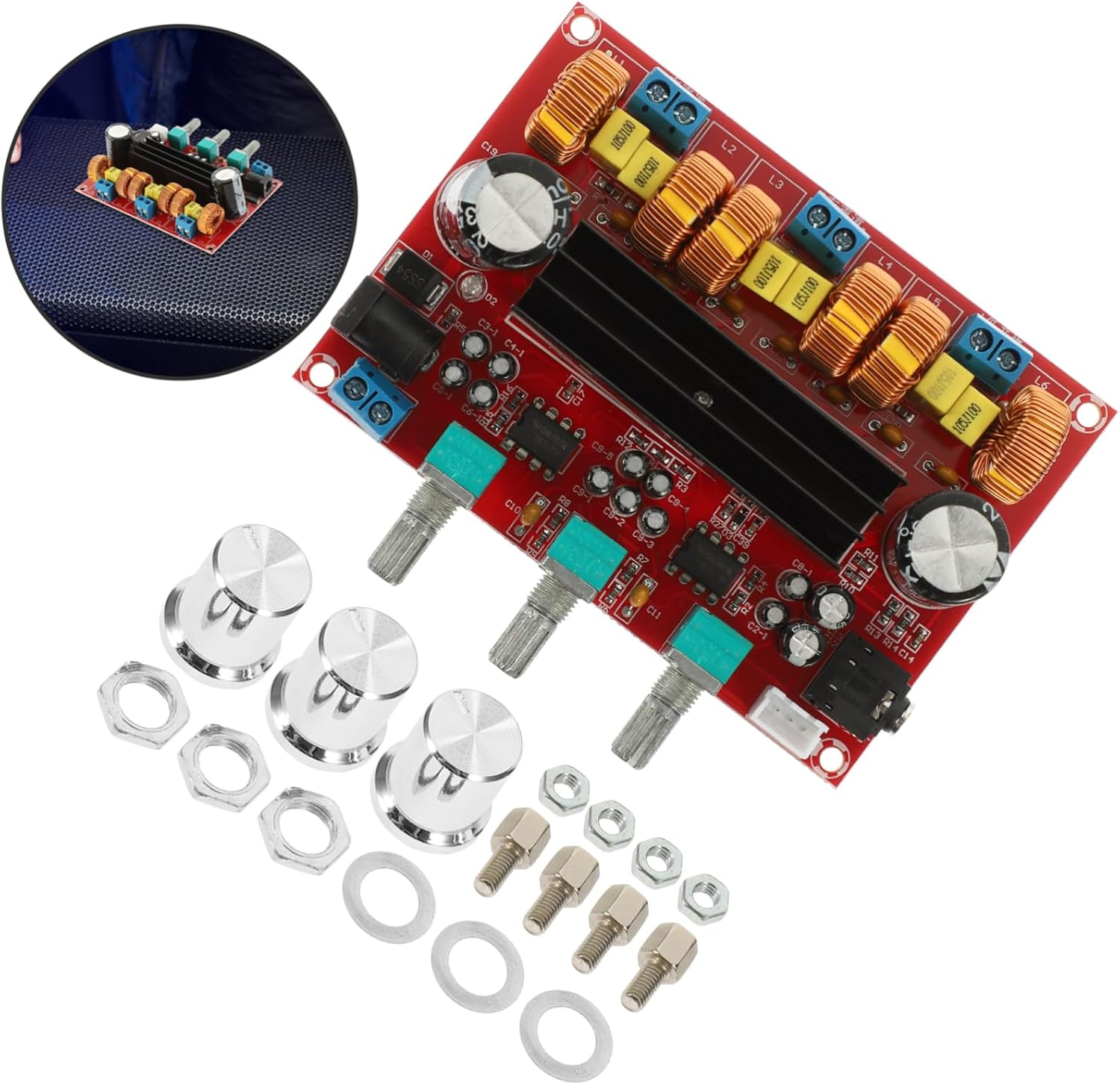 Angoily 2.1 Channel Audio Amplifier Module Stereo Subwoofer Board 12V-24V Wide Voltage Power Amplifier for Home Theater Sound Systems image number 3