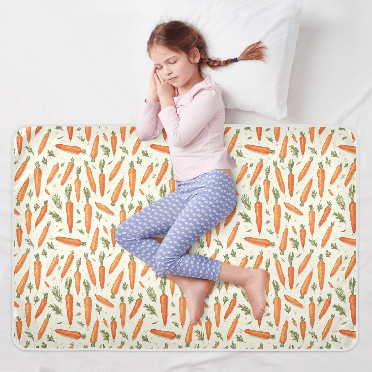 Retro Carrot Extra Large Resuable Changing Pad Covers Water Resistant Diaper Changing Mat Non-Slip Diaper Pads for Infant Toddler 52" L X 34" W image number 5