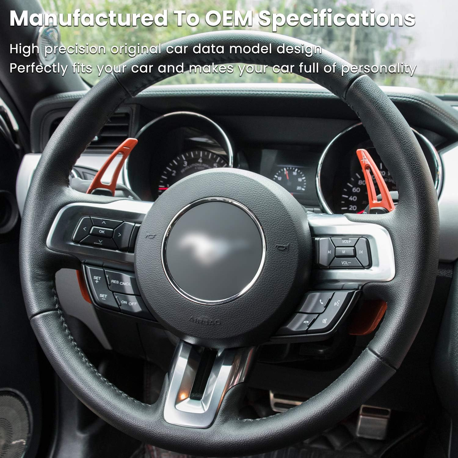 Steering Wheel Shift Paddle Extended Shifter Trim Cover for Ford Mustang 2015 2016 2017 2018 2019 2020 2021 2022 2023 Interior Decoration Accessories Aluminum Alloy (Orange 2PCS) image number 6