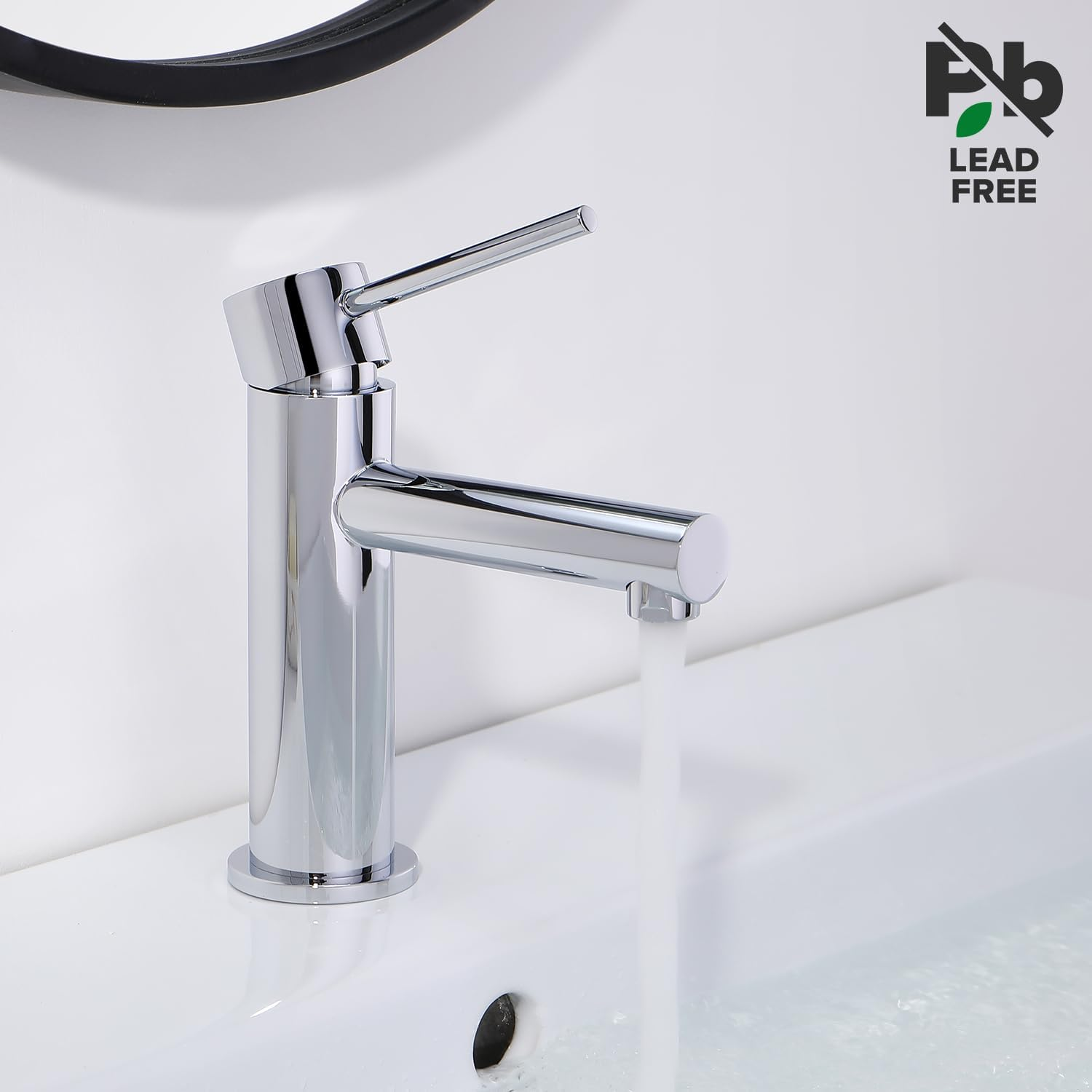 Decaura Basin Mixer Tap for Small Sink, Lead-Free Bathroom Sink Taps, WELS Water-Saving Sink Faucet (Chrome, Spout Height-89Mm) image number 3