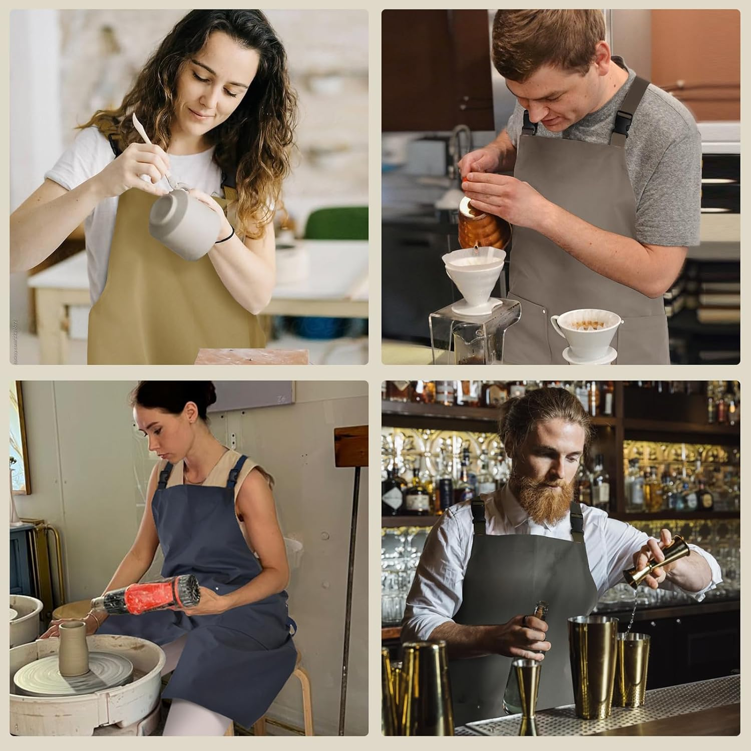 Surblue Pottery Aprons Split Leg Aprons with Pockets Adjustable Straps Waterresistant Split Apron for Women Men DIY Ceramic Pottery Art image number 4