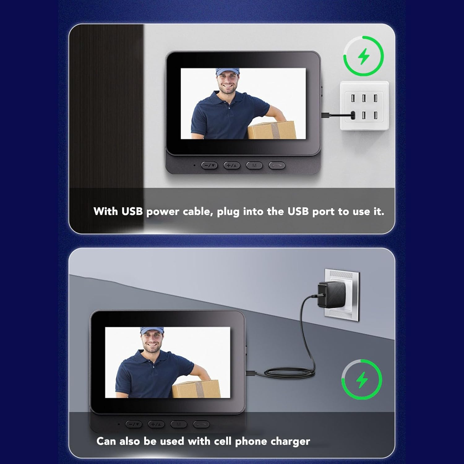 Video Doorbell Intercom System, Wireless 8MP 170&deg; Wide Angle Two Way Talk IP66 Waterproof Doorbell Camera with 4.3 Inch Screen for Home Security