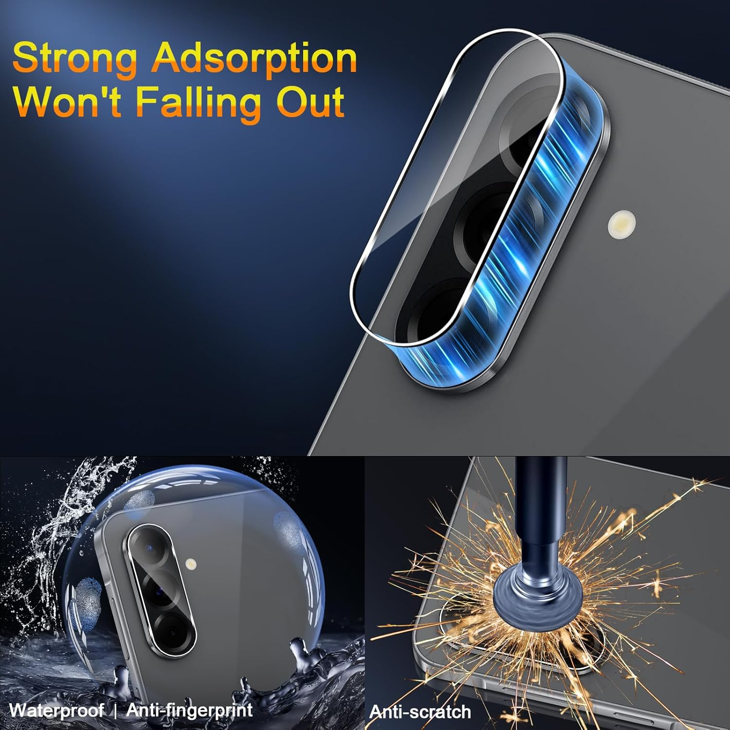 QULLOO Screen Protector for Samsung Galaxy A56 5G, Pack of 3 Screen Protectors with 3 Camera Protection, 9H Hardness Tempered Glass HD Clear Protective Glass Anti-Scratch Film image number 2