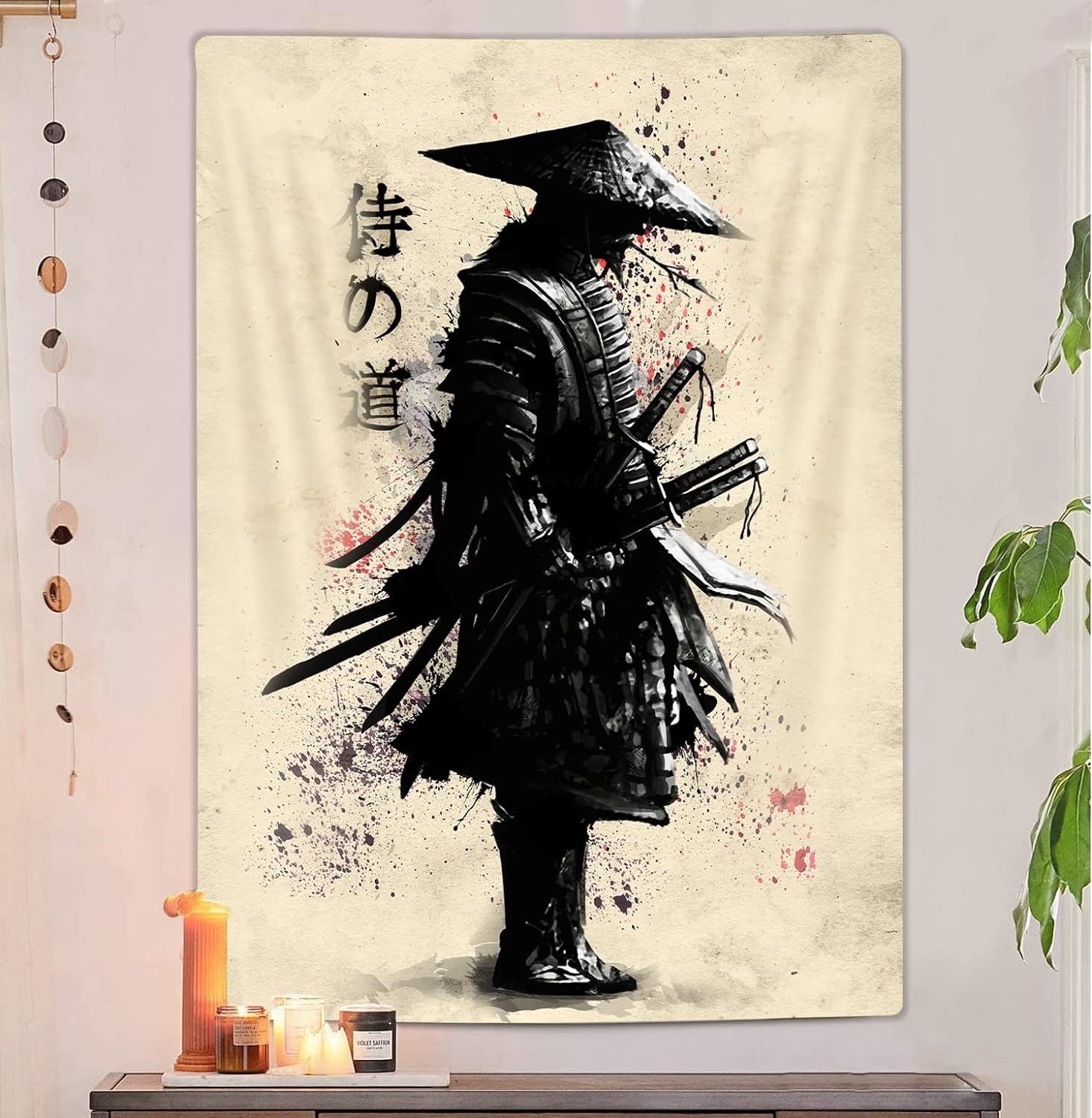 Japanese Samurai Art Tapestry Poster Wall Wall Art Wall Decor Apartment Home Dorm Wall Decorations for Living Room Bedroom Tapestries 40"X60" image number 4