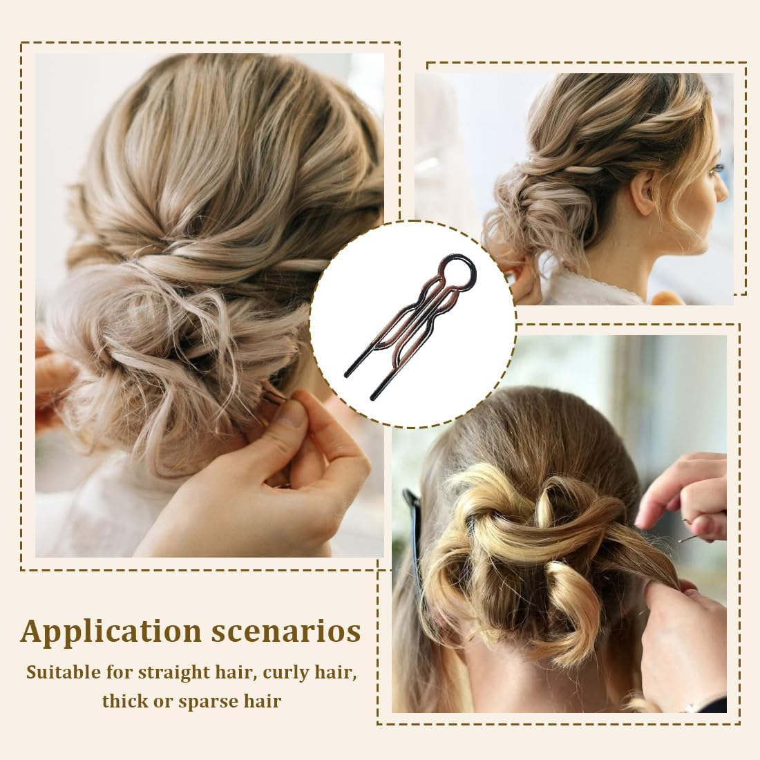 VYIBPDY Pack of 8 French Hair Pins, Hairpin Fi0Na, Hairpin, French Twist Hair Pins, Hair Accessories, Bobby Pins