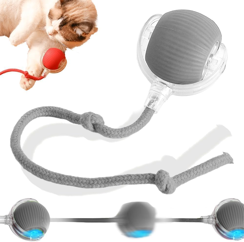 Cat Toys Rolling Ball Dog Ball, 2025 Upgrade Self Rolling Dog Ball Interactive Cat Toys Automatic Cat Toy Self Moving Dog Toys, 360&deg; Smart Automatic Rolling Ball Toys for Pets (Gray)
