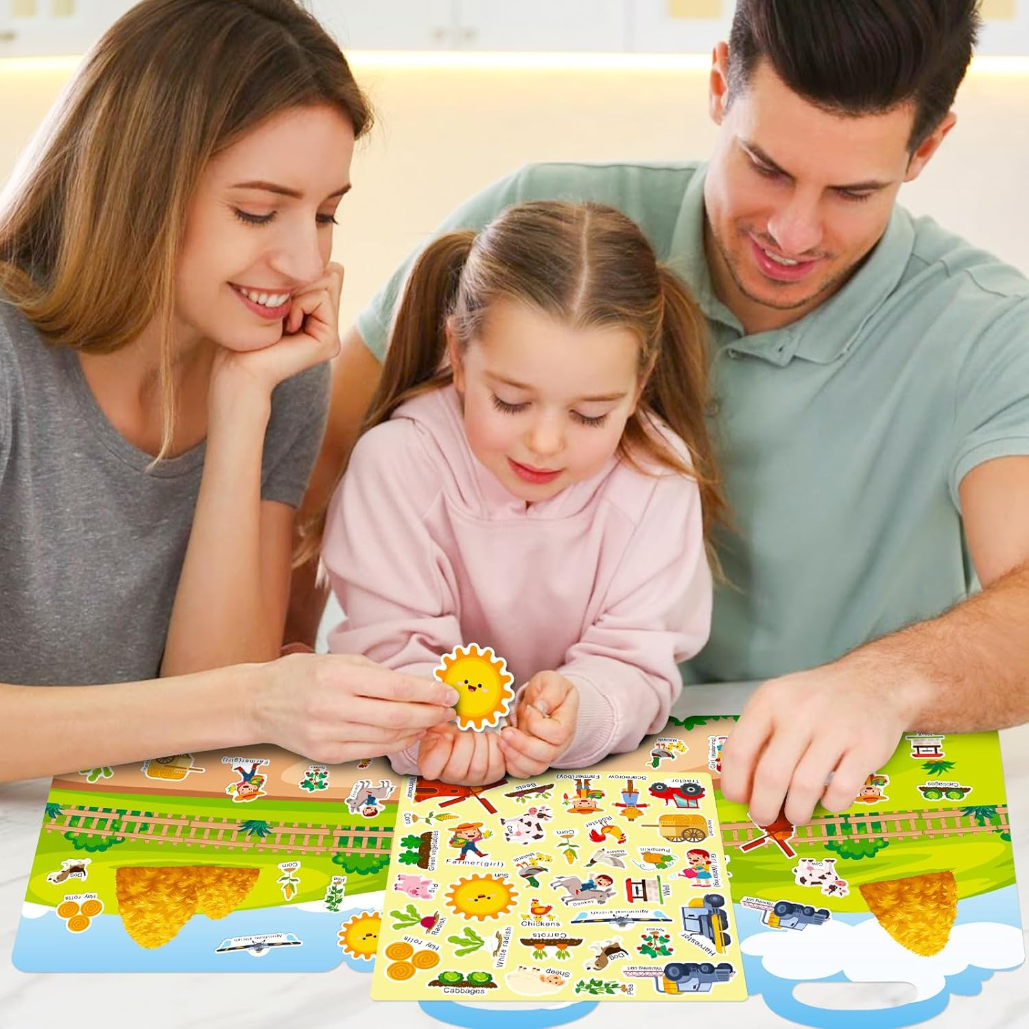 Reusable Sticker Book for Kids,3D Jelly Stickers Toddlers Activity Book for Boys Girls Road Trip Toddler Airplane Train Travel Essentials Toy,Birthday Gifts for Age 2 (Farm) image number 1