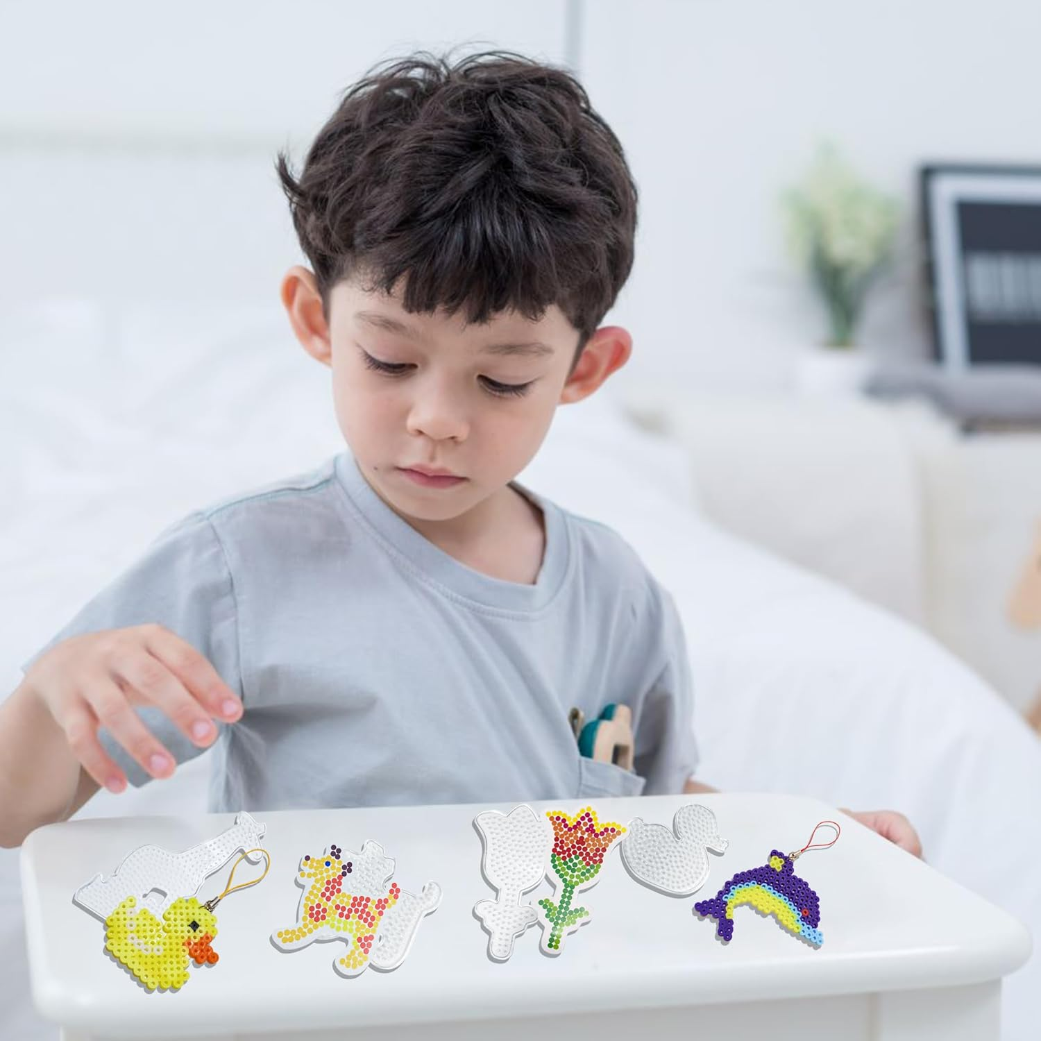 20PCS 5Mm Fuse Bead Board Craft Kit for Kids - 20Pcs Different Shapes Patterns, Fuse Beads Pegboards Is Suitable for Children'S DIY Crafts, Includes Seahorses, Parrots, Horses and More image number 4