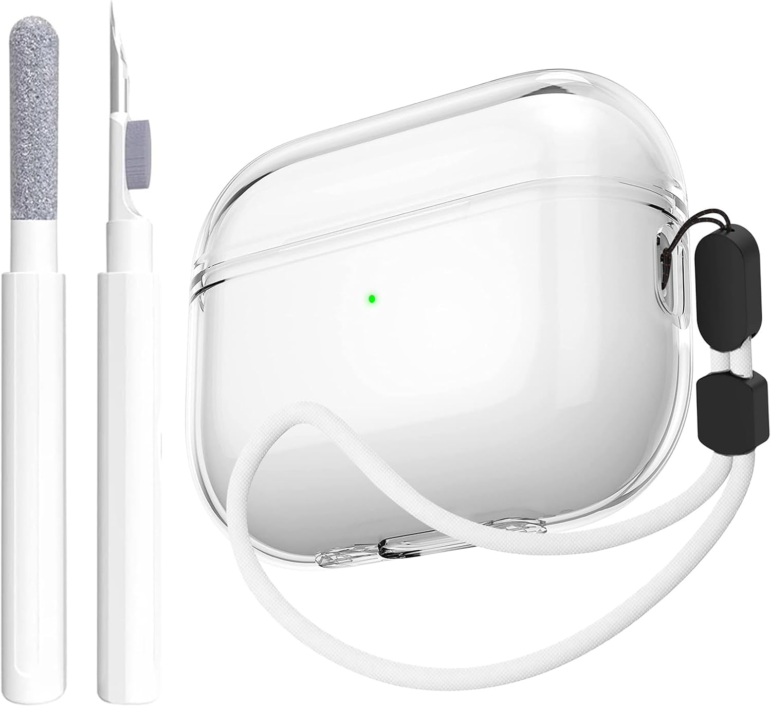 Aircawin for Airpods Pro 2 Case Clear,Shockproof Clear Case for Airpods Pro 2Nd Generation Case Cover 2022,Soft TPU Transparent Drop Protection Case with Strap and Cleaning Pen for Airpods Pro 2-Clear