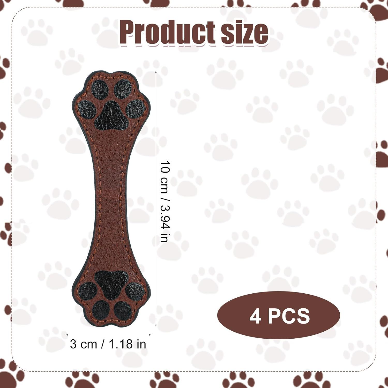 Gosknor 4Pcs Magnetic Leather Dog Paw Bookmarks, Brown, Leather, 3.94X1.18In