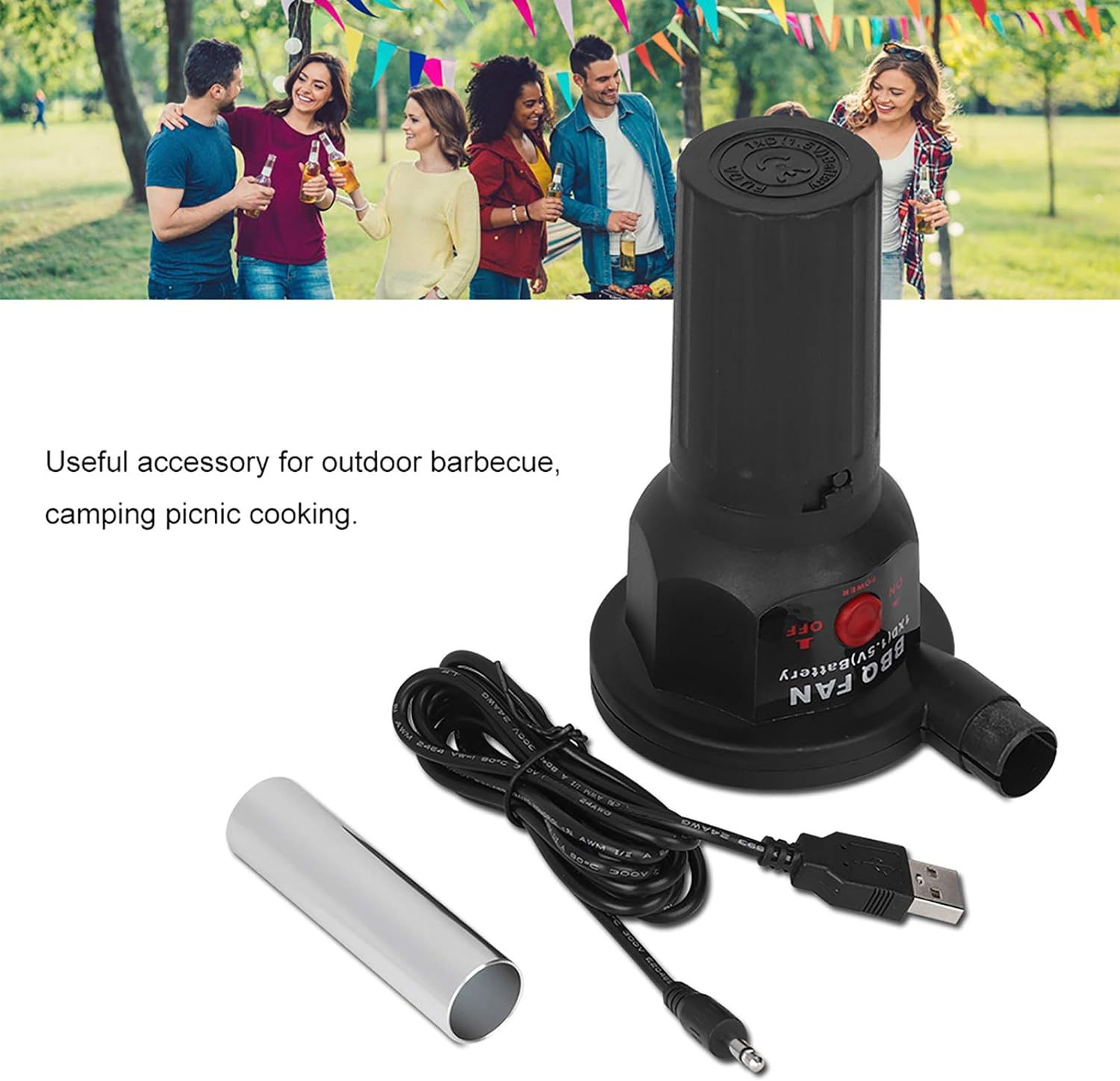 USB Cable DC BBQ Blowers, Outdoor Barbecue Blower, Portable BBQ Fan Blower for Outdoor Cooking, Picnic, Camping 5V image number 5