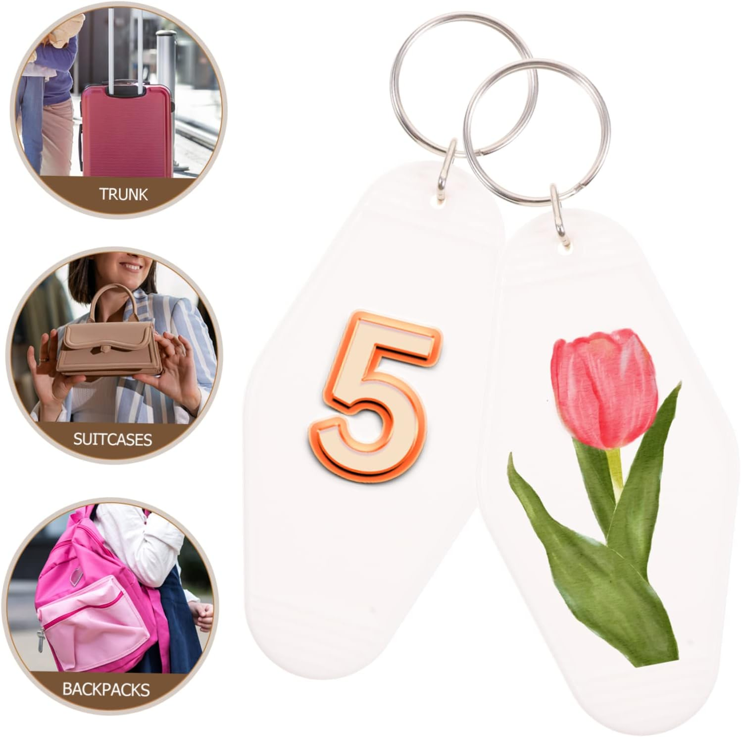 TINEASUR 20Pcs Blank Keychain Tags for Luggage Backpack Key Labels for Travel Crafting Organization image number 1