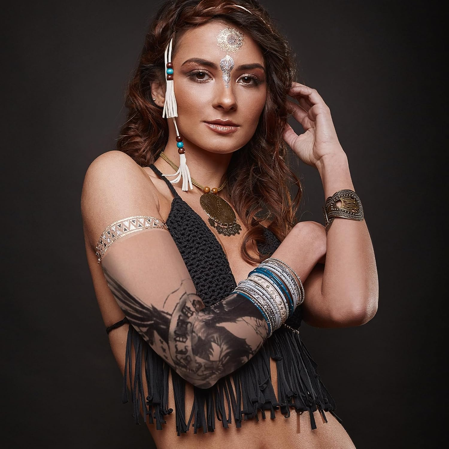 TSHAOUN 10 Piece Tattoo Sleeve Set Fake Sun Cream Arm Warmers, Tattoo Sleeves Tattoo Arm Stocking for Men Women Nylon Temporary Tattoo Stocking Arm for Carnival Party image number 3