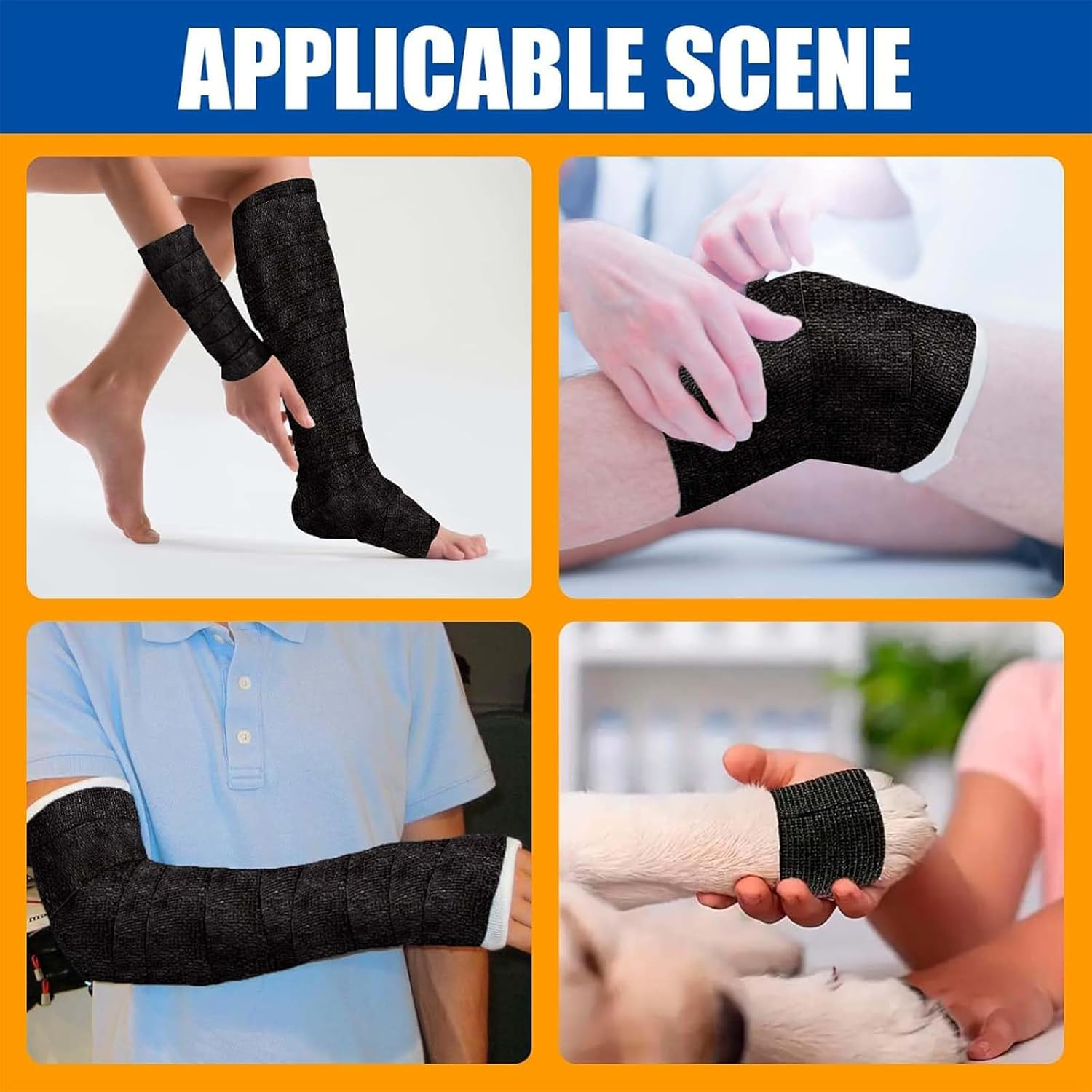 8PCS Cohesive Bandage, Self-Adhesive Compression Bandage, 5 Cm X 4.5 Metres Black Sports Tape for Joint Support, Strapping Tape for Ankles and Wrists image number 5