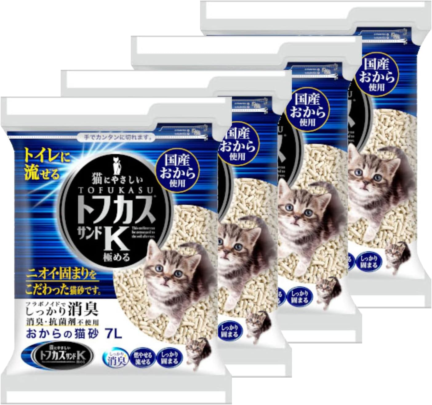 Tofukas Sand K Cat Litter, 2.5 Gal (7 L) X 4 Packs (Sold by Case)