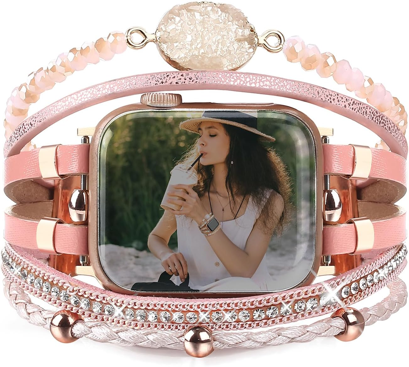 CHARMINGO Boho Leather Bands Compatible with Apple Watch Band Bracelet for Women Men 38Mm/40Mm/41Mm 42Mm/44Mm/45Mm/49Mm, Cute Apple Watch Strap for Iwatch Band Series 9/8/7/6/5/4/3/2/1/SE Ultra 2 image number 3