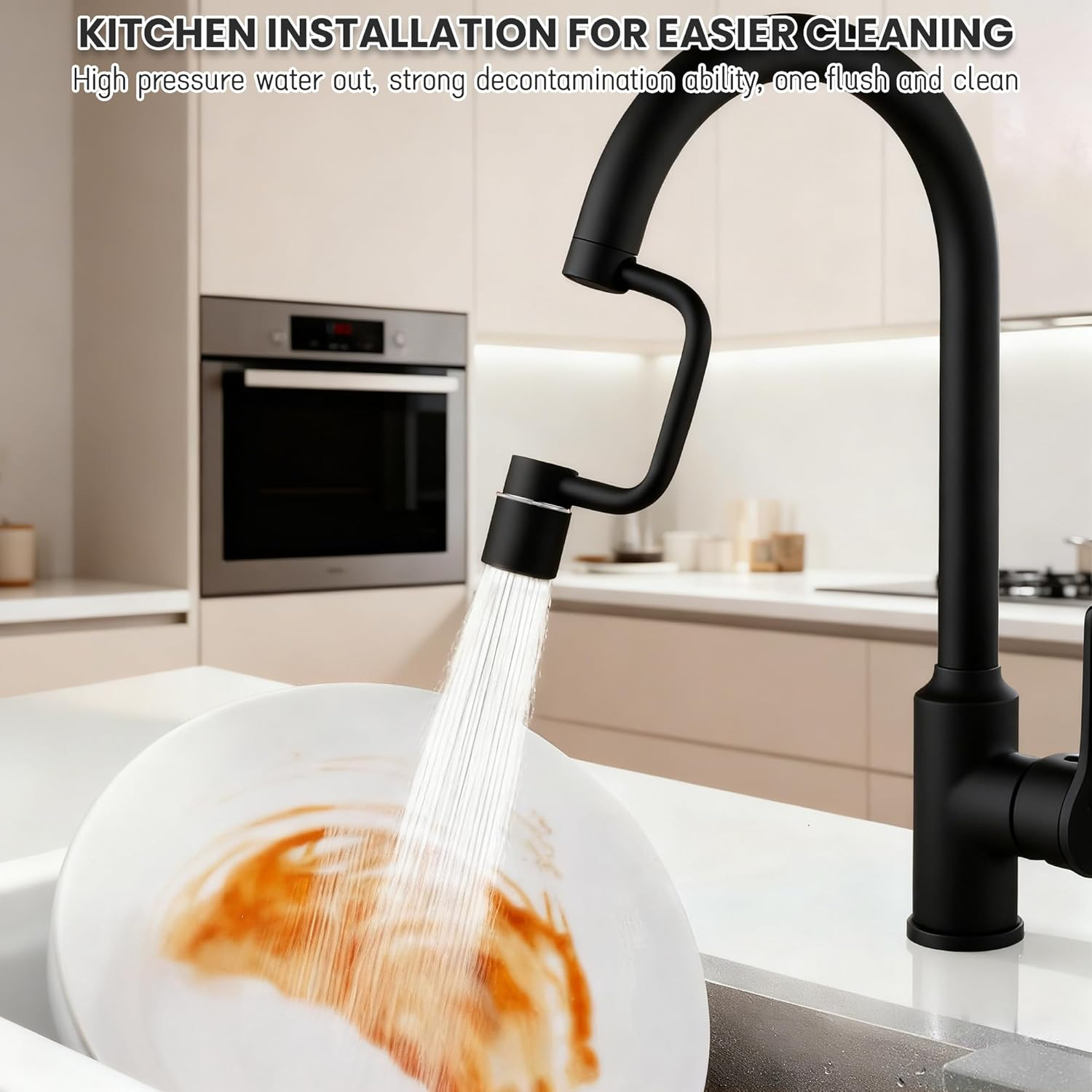 Emesak 1080&deg; Rotating Faucet Extender for Bathroom Sink, Easy Install Adjustable Swivel Spout, Multifunctional Universal Robotic Arm for Washing Hands, Hair, Face image number 3